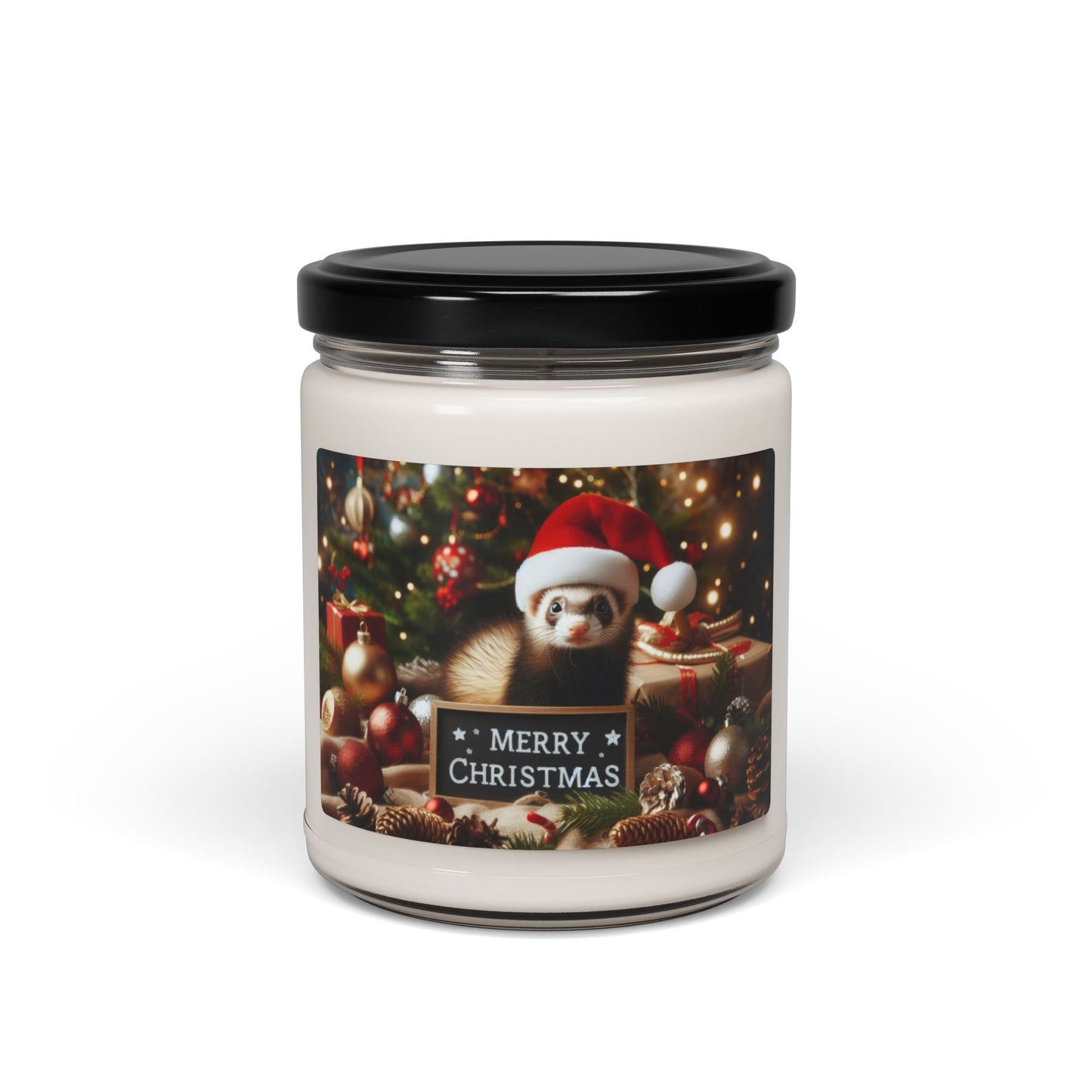 Merry Christmas Ferret Scented Soy Candle, 9oz