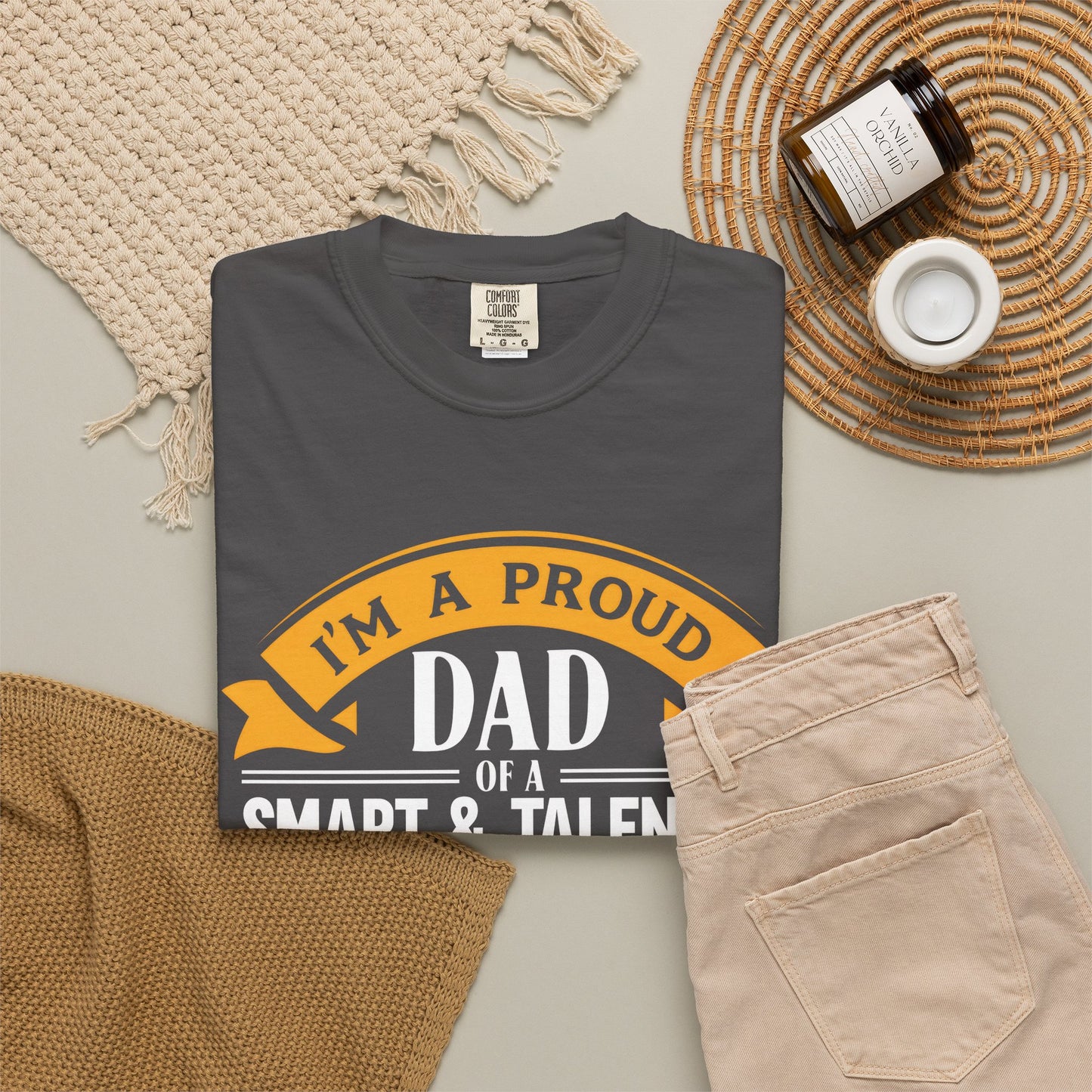 Proud Dad of a daughter T-Shirt - Garment-Dyed Tee for Father's Day