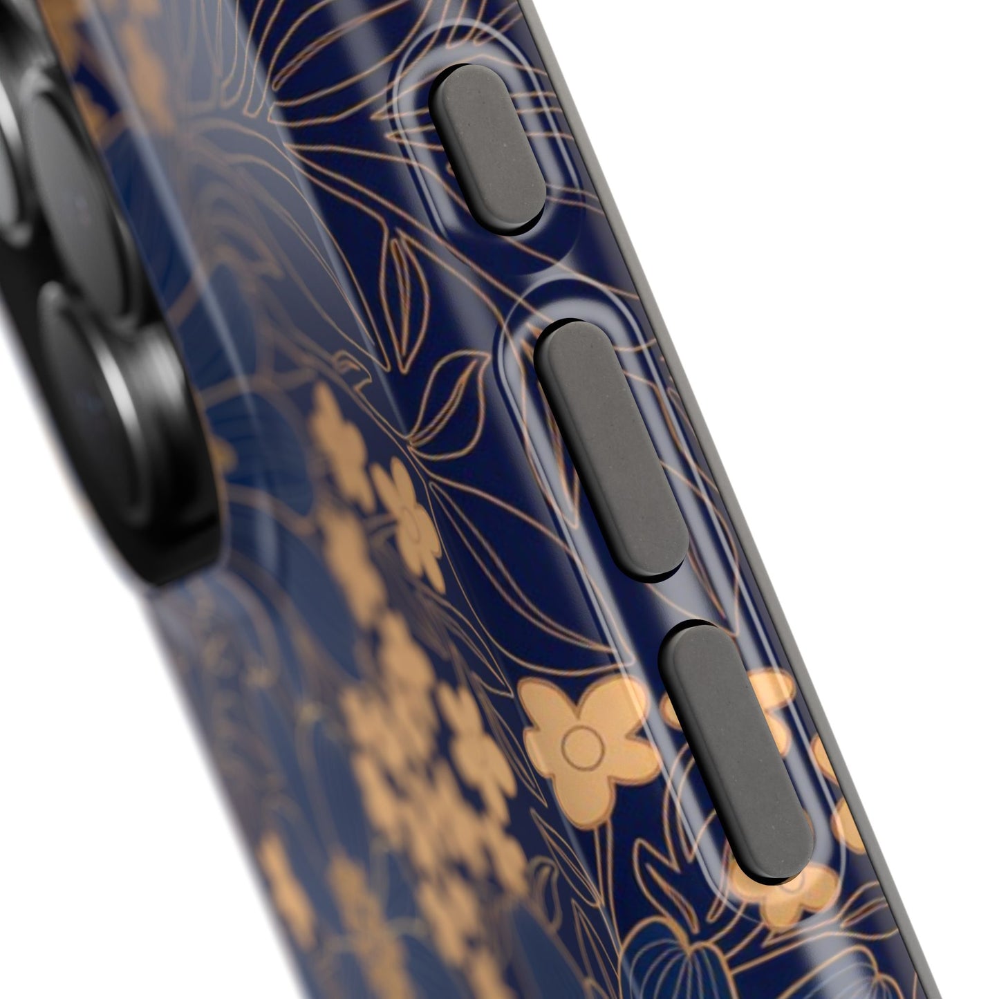 Luxury Serial Magnetic Phone Case, Golden Floral