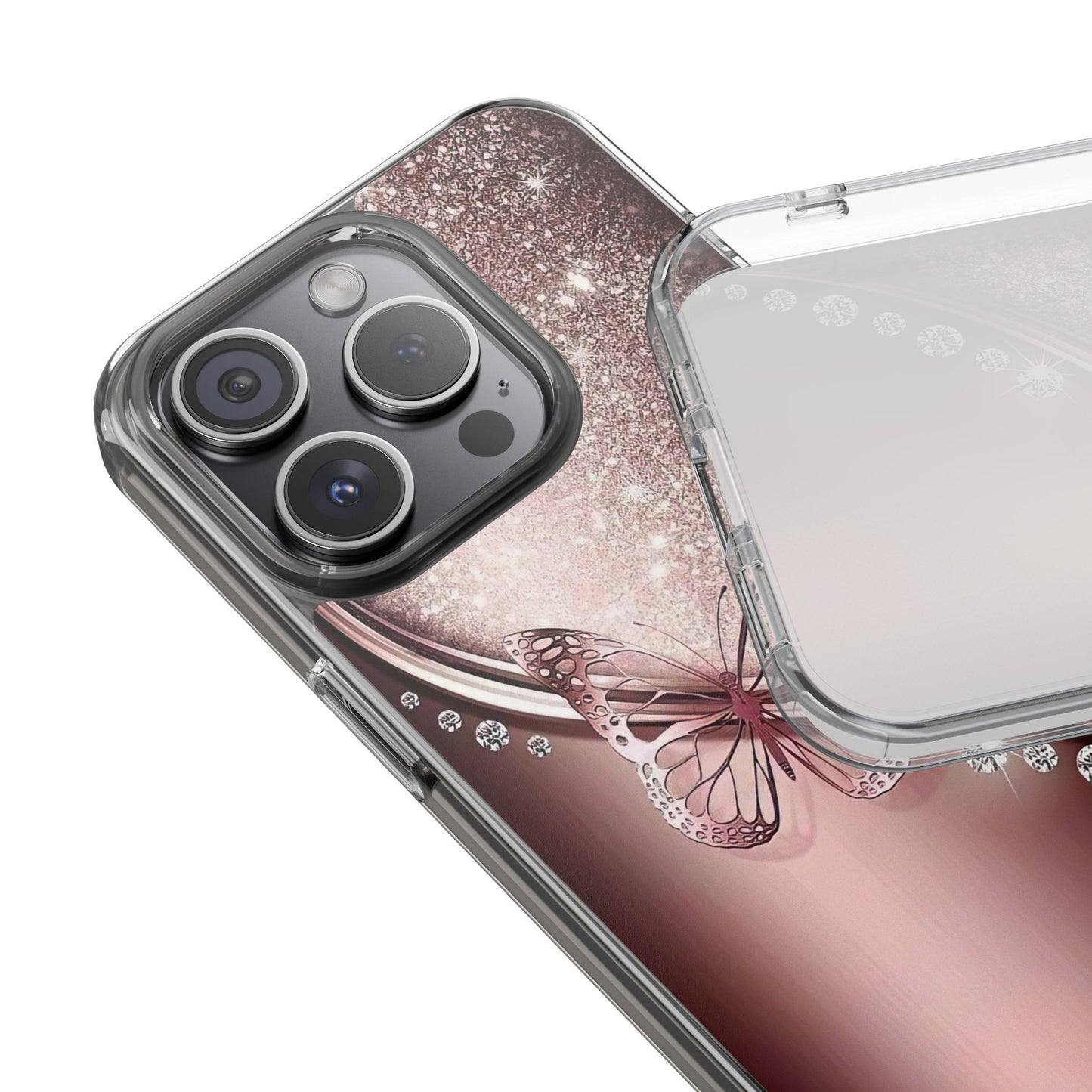 Elegant Butterfly Clear Case, Stylish Transparent Protective Cover for Women