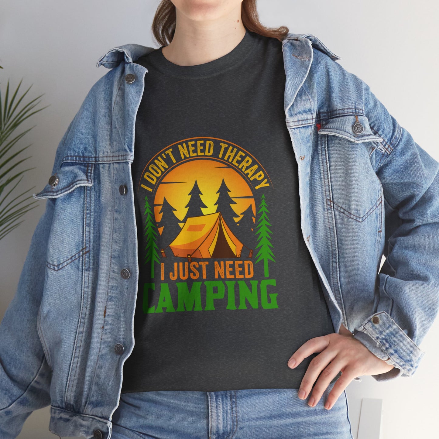 Camping Therapy Unisex Heavy Cotton Tee - Perfect for Outdoor Enthusiasts