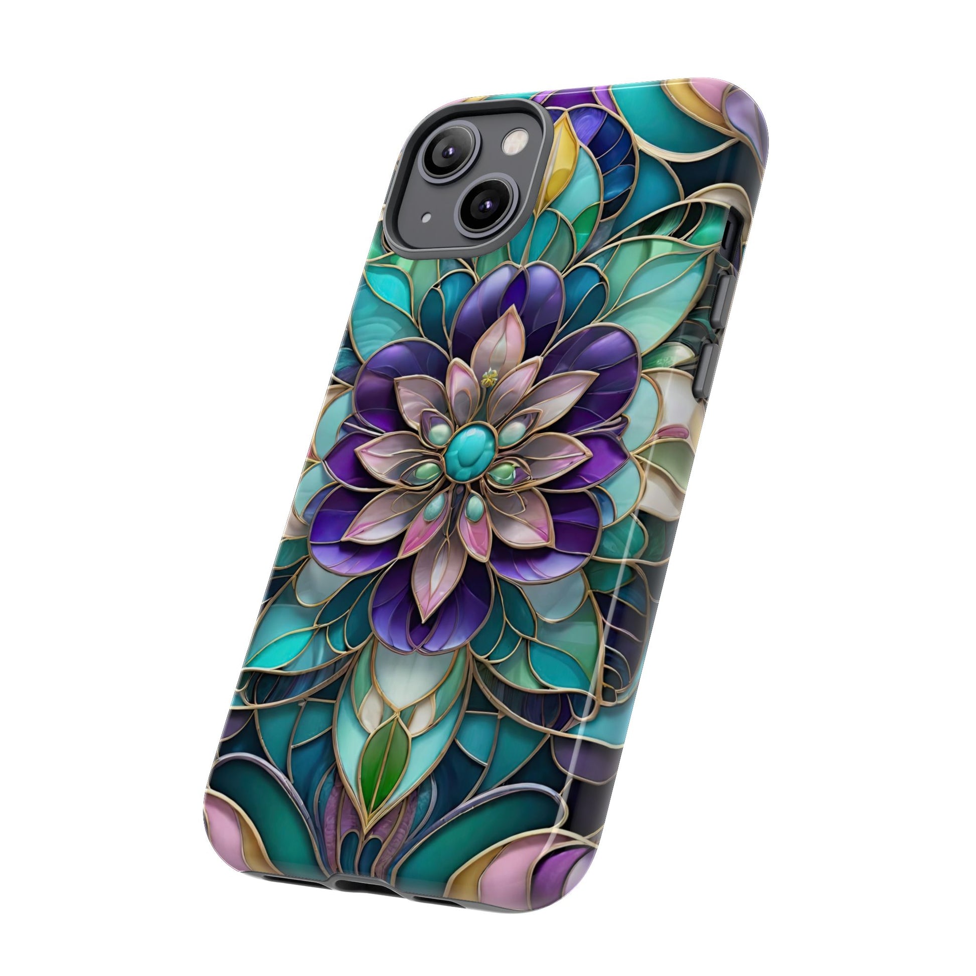 Floral Stained Glass Tough Phone Case -Stylish Protection for Your Device
