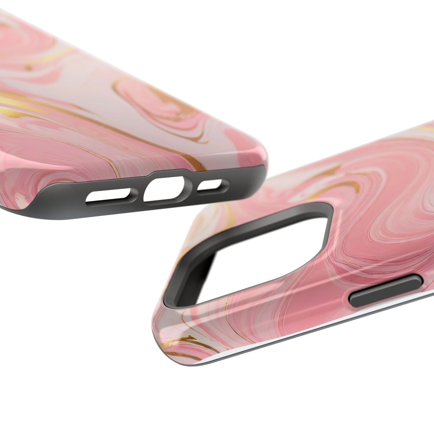 Stylish Magnetic Phone Case, Pink Marble Protective Cover