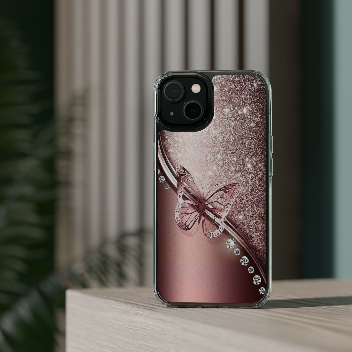 Elegant Butterfly Clear Case, Stylish Transparent Protective Cover for Women