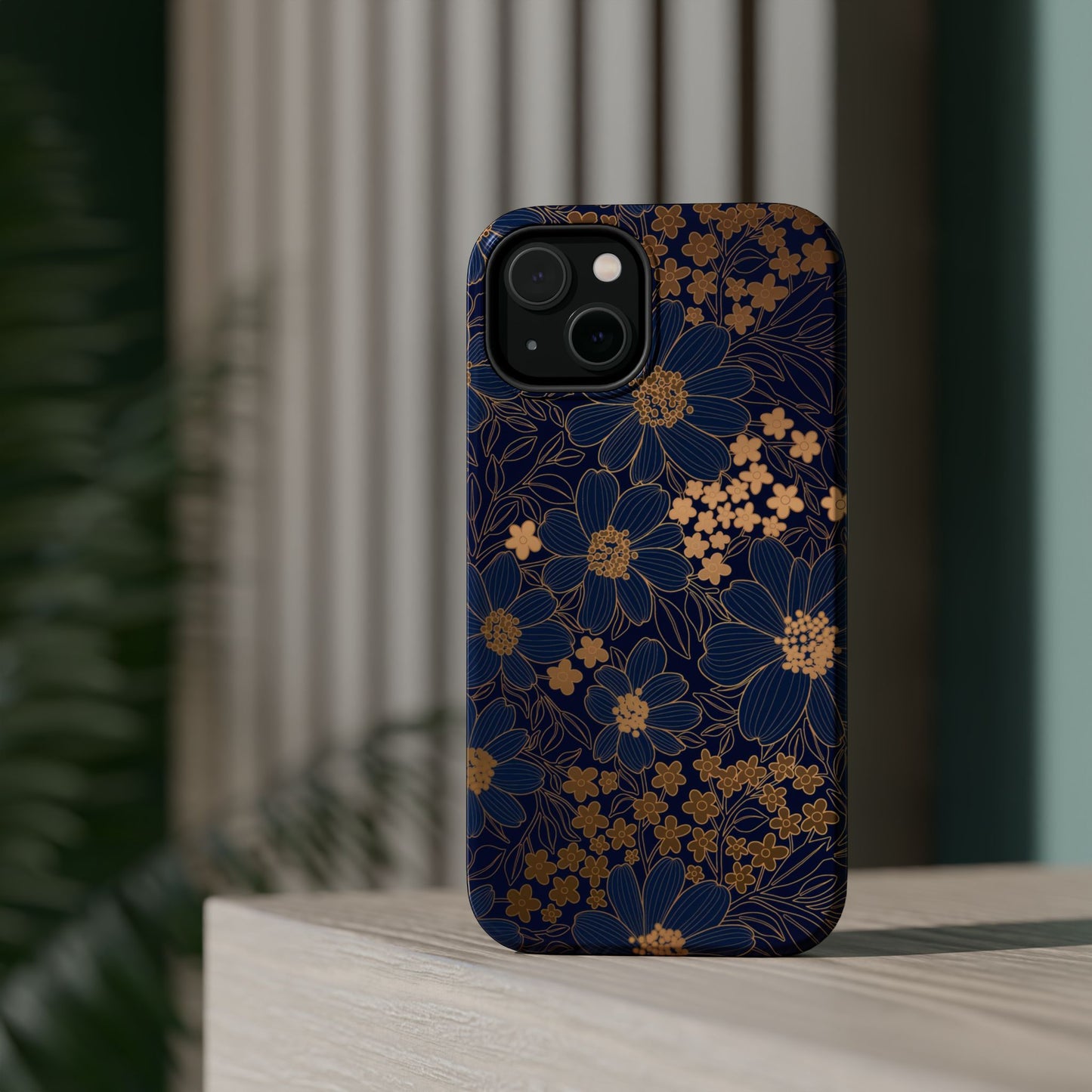Luxury Serial Magnetic Phone Case, Golden Floral
