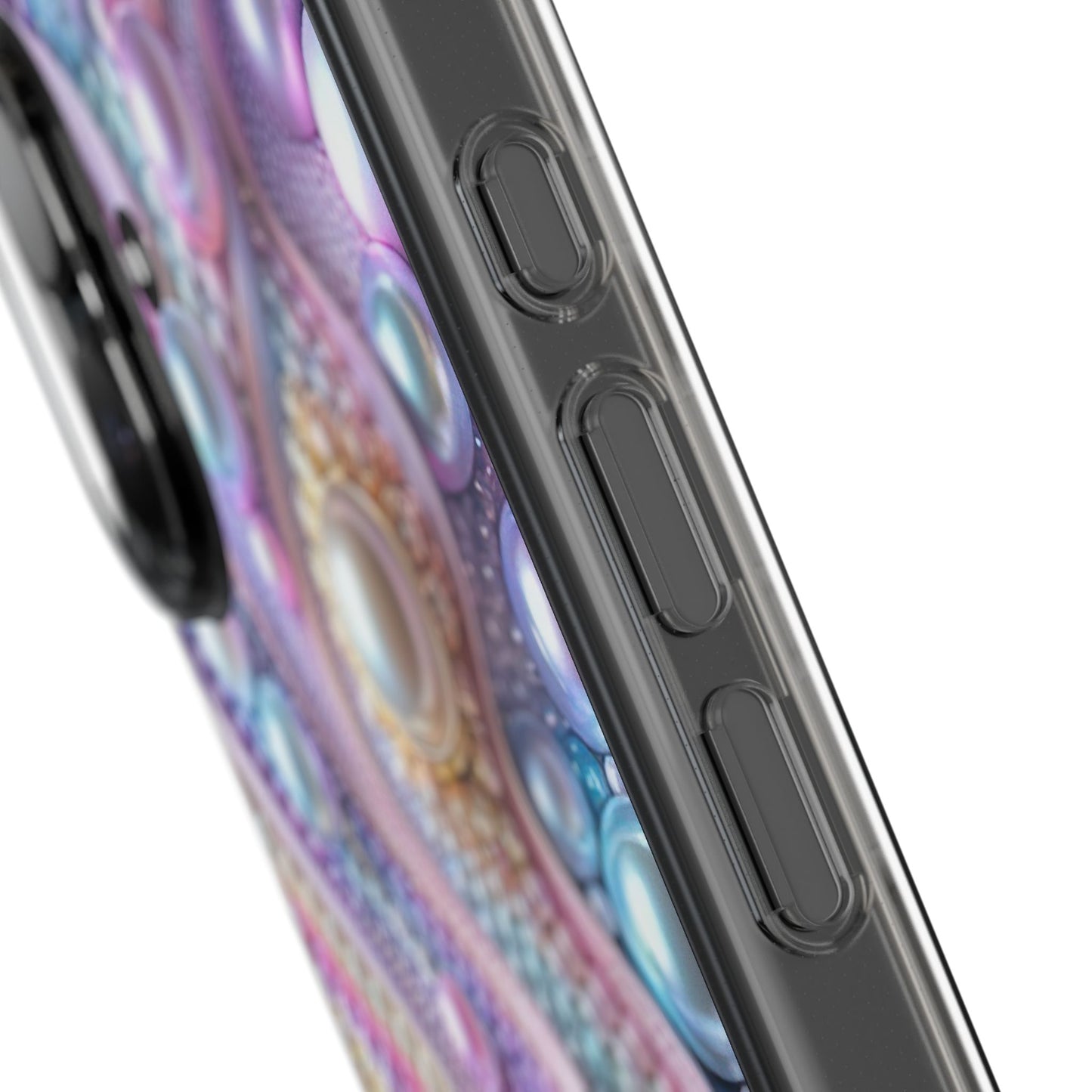 Colorful Pearl Wave Clear Phone Case, Elegant iPhone Cover