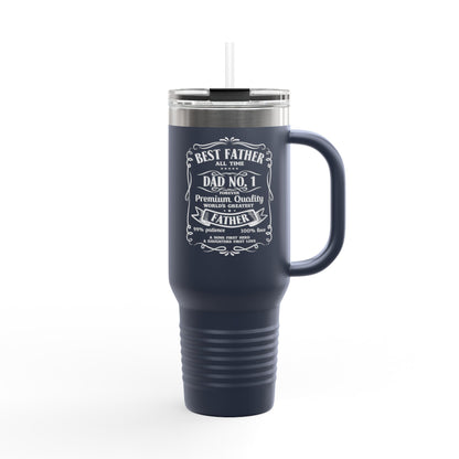 Premium Insulated Travel Mug - Best Father - 40oz Coffee Cup for Dad