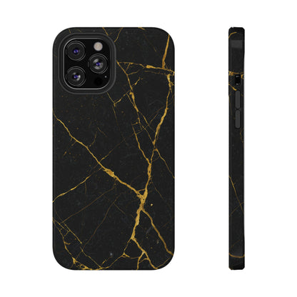 Black Marble with Gold Veins Impact-Resistant iPhone