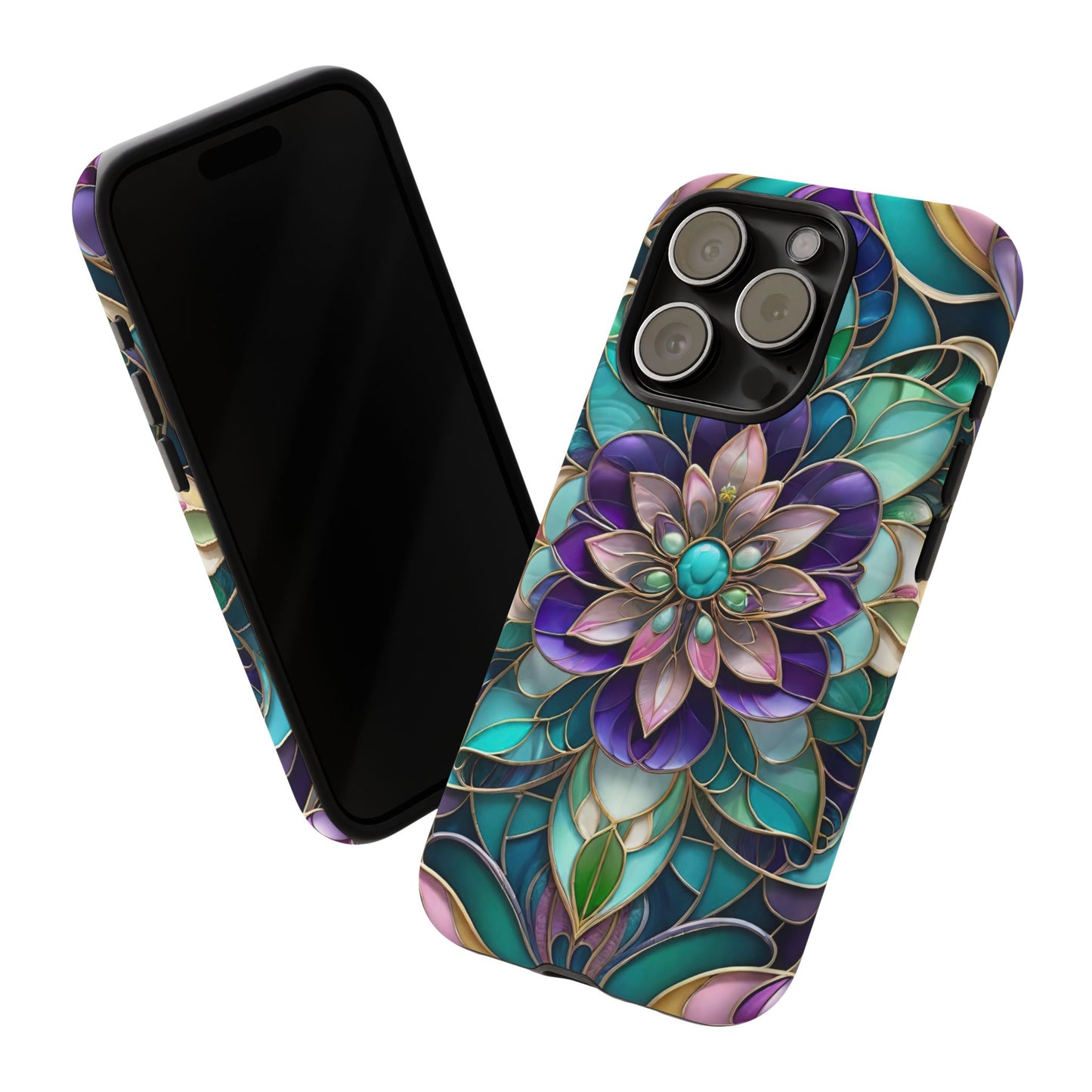 Floral Stained Glass Tough Phone Case -Stylish Protection for Your Device