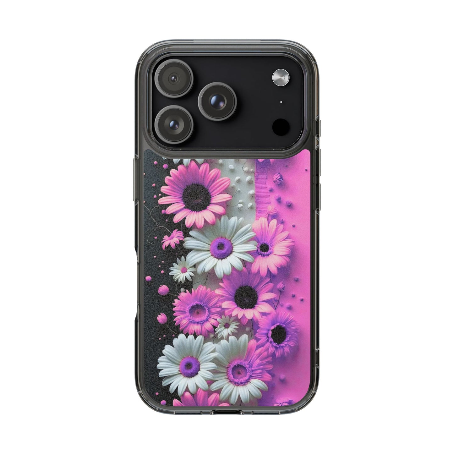 Floral Clear Phone Case – Pink Flower Design