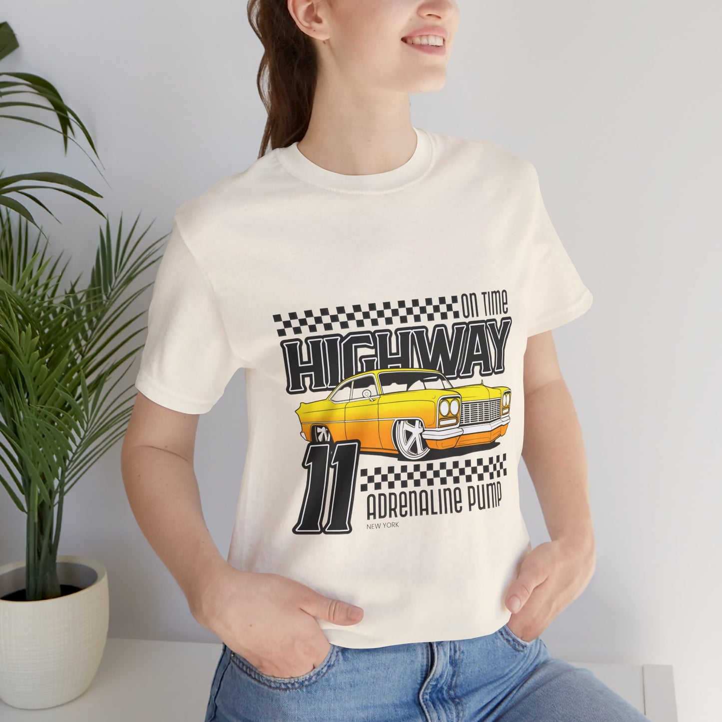 Camiseta de manga corta unisex con bomba de adrenalina On Time Highway