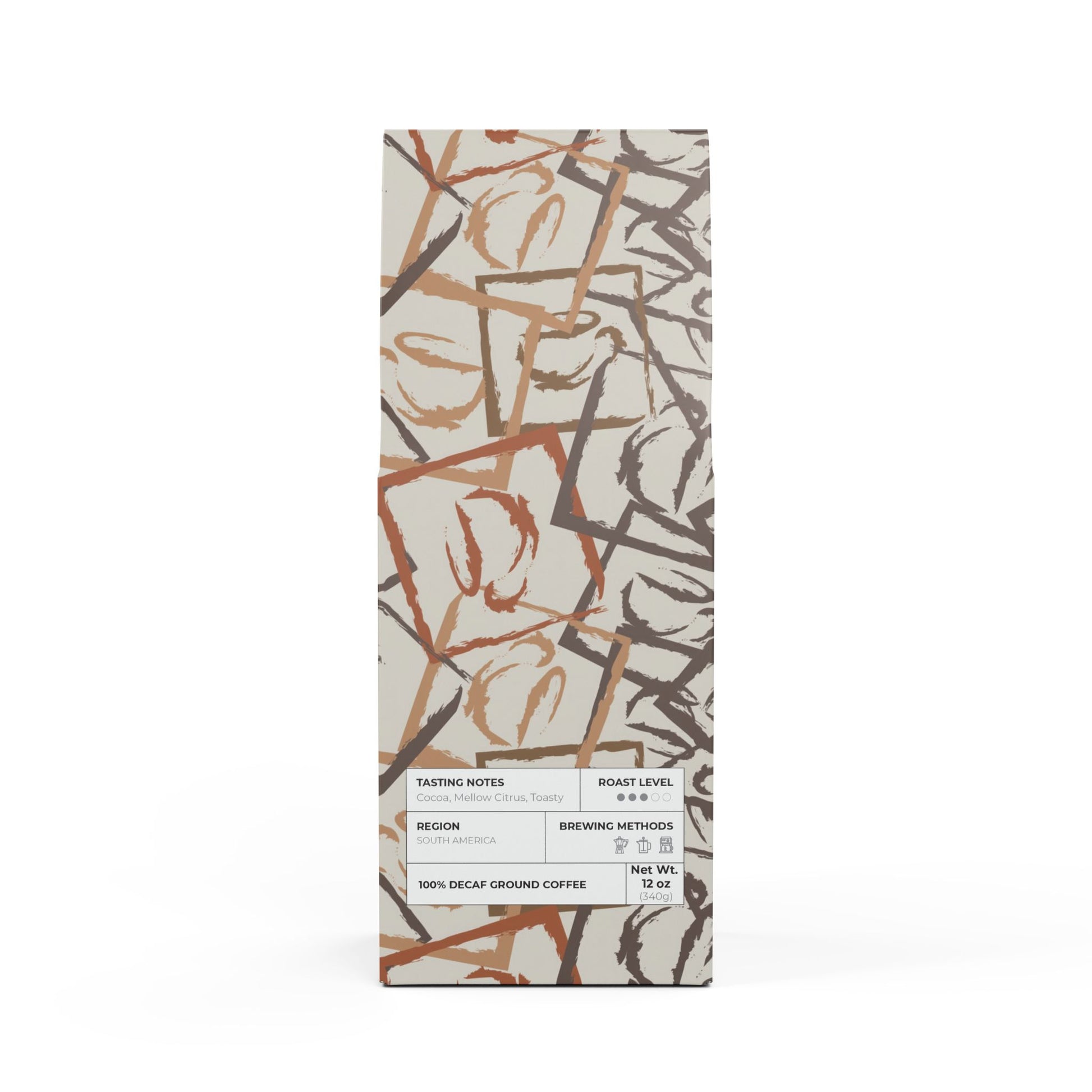 Trapper Peak Decaf Coffee Blend (Medium Roast) / Tasting notes: Cocoa, mellow citrus, toasty