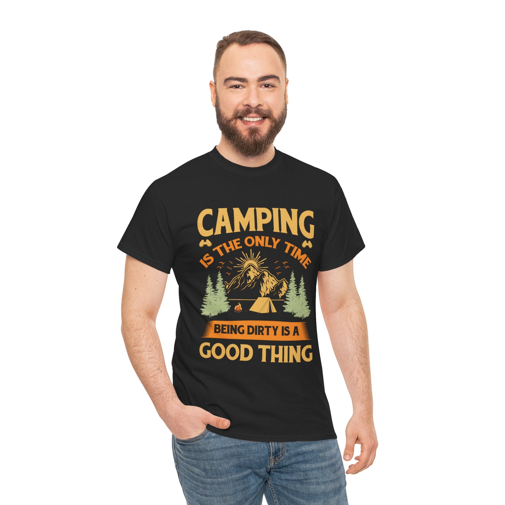 Camping Vibes Unisex Heavy Cotton Tee - "Being Dirty is a Good Thing"