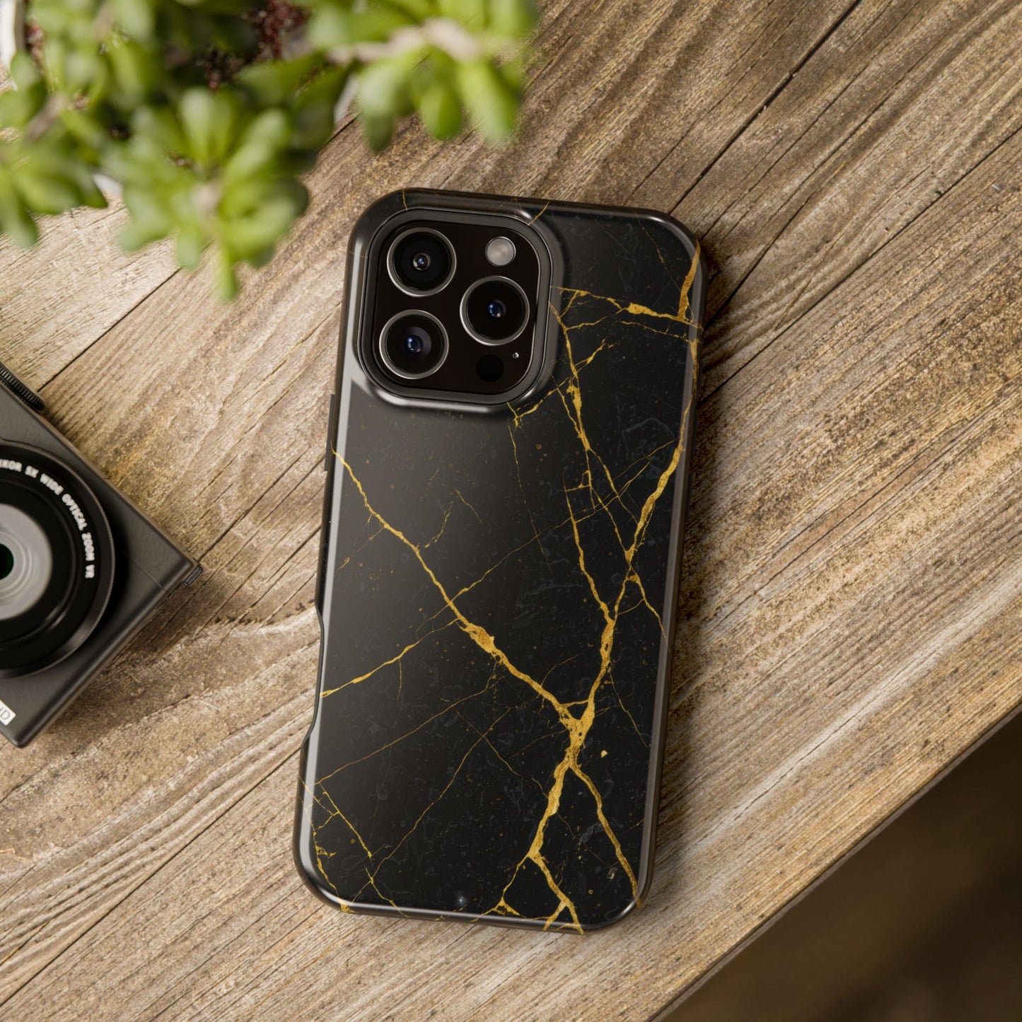 Luxury Black Marble Impact-Resistant iPhone