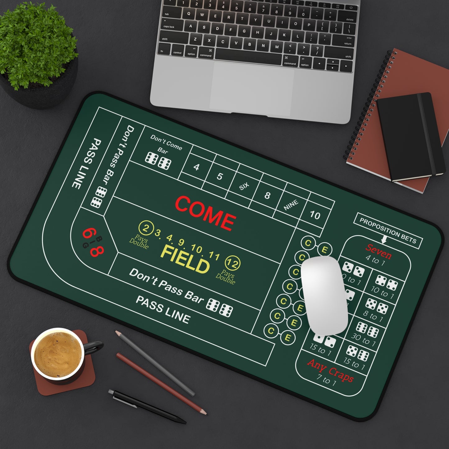 Casino Craps Desk Mat — 2-in-1 Gaming Surface / Green