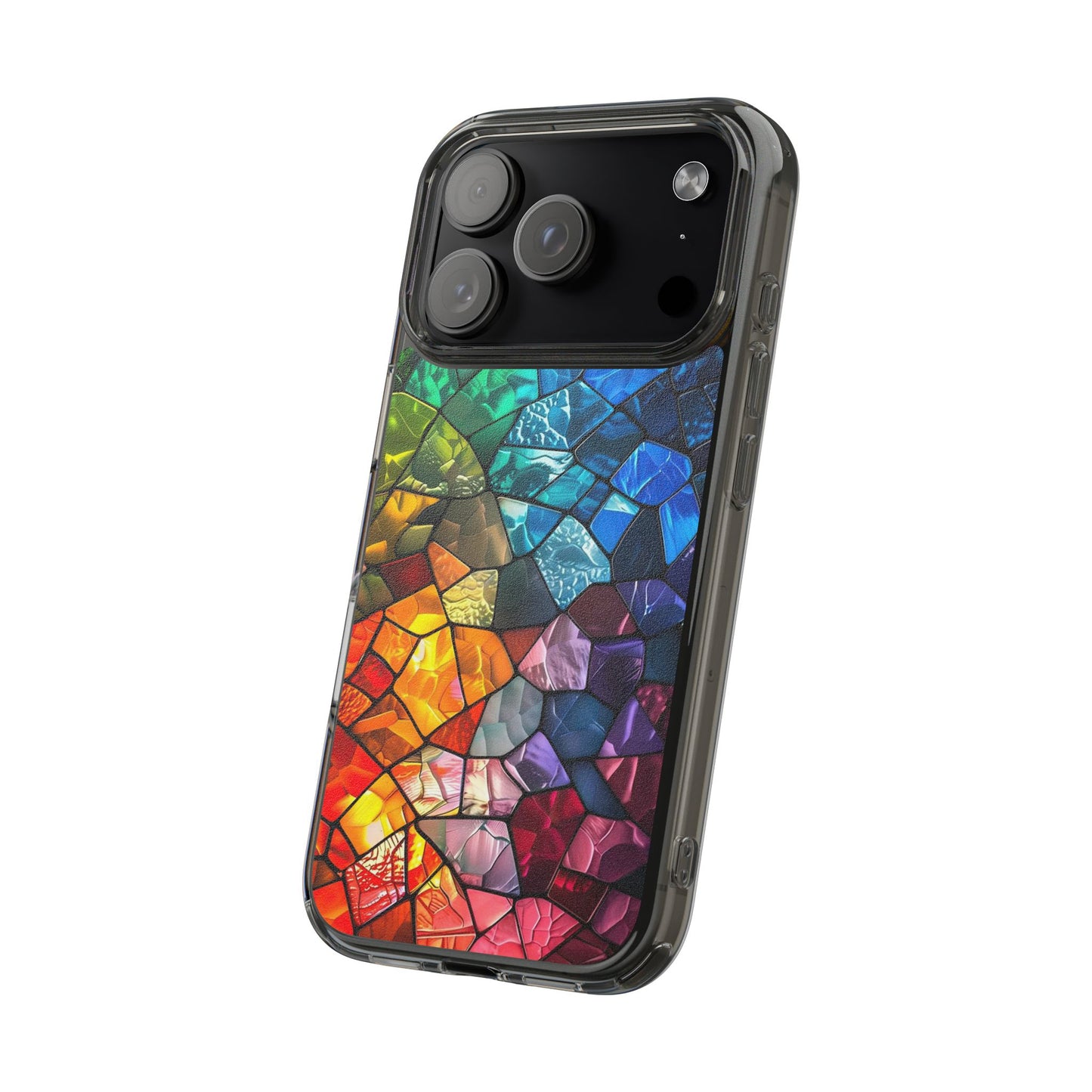 Vibrant Clear Phone Case, Colorful Stained Glass Design