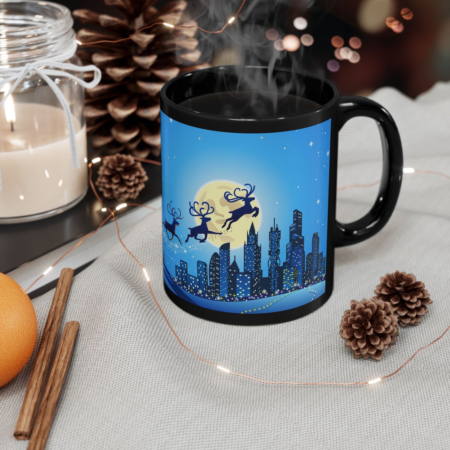 Santa Claus Is Back in Town Black Mug - 11oz, 15oz