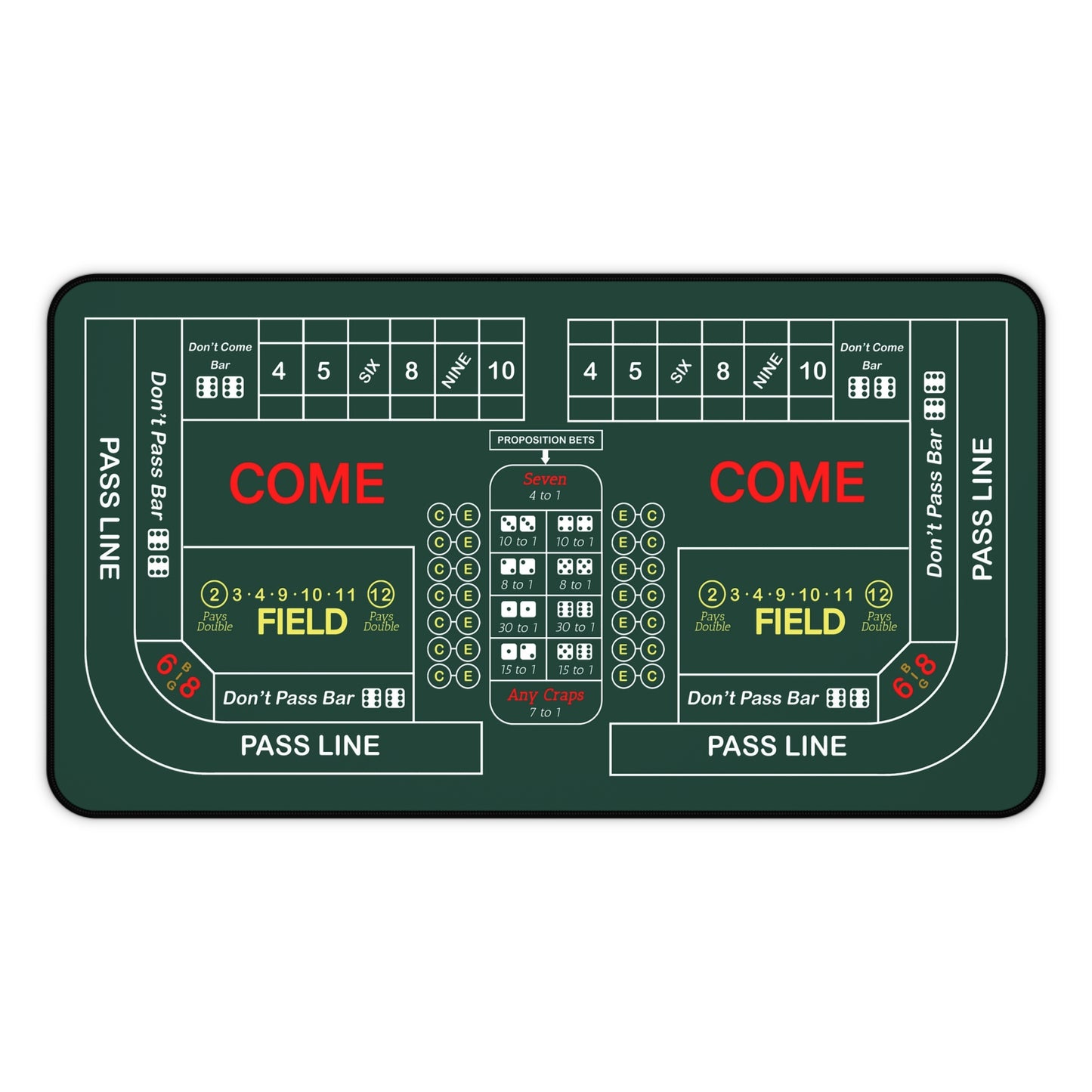 Casino Craps 2 Desk Mat — 2-in-1 Gaming Surface / Green