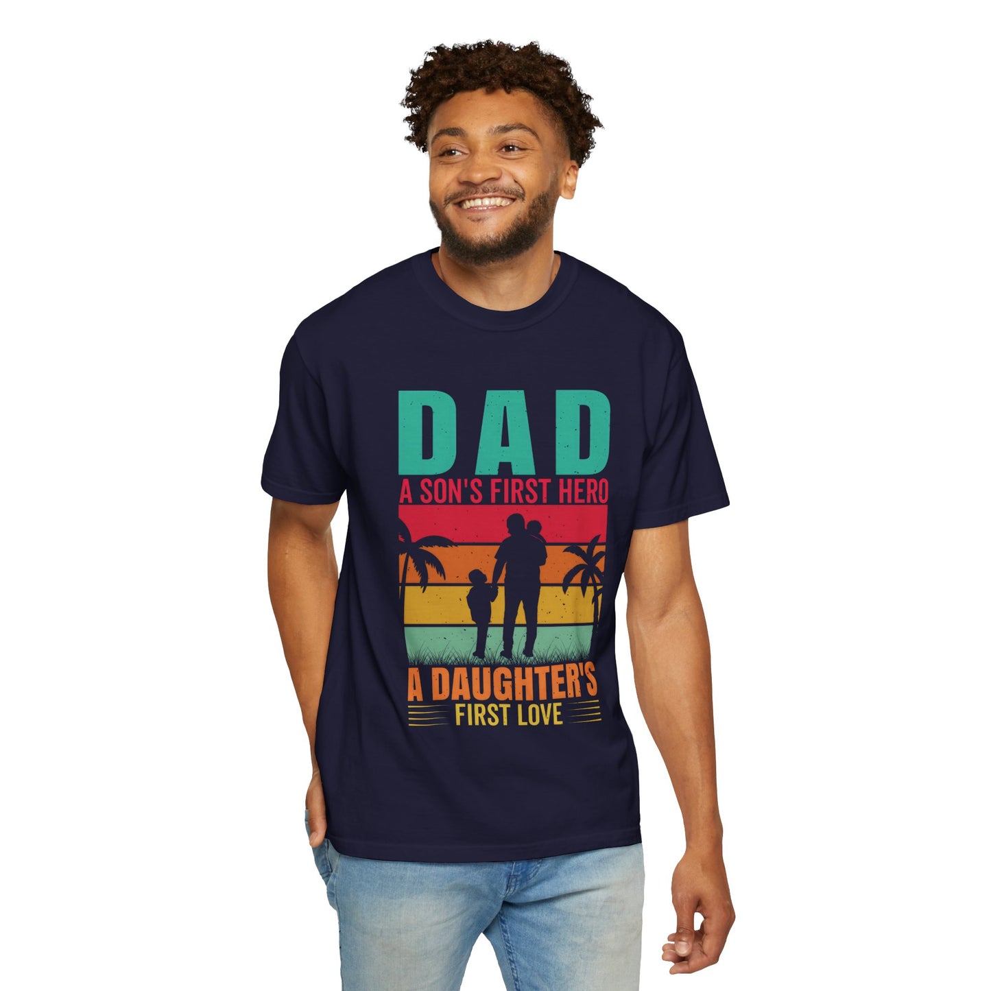 Retro Dad T-Shirt - A Son's Hero & Daughter's Love