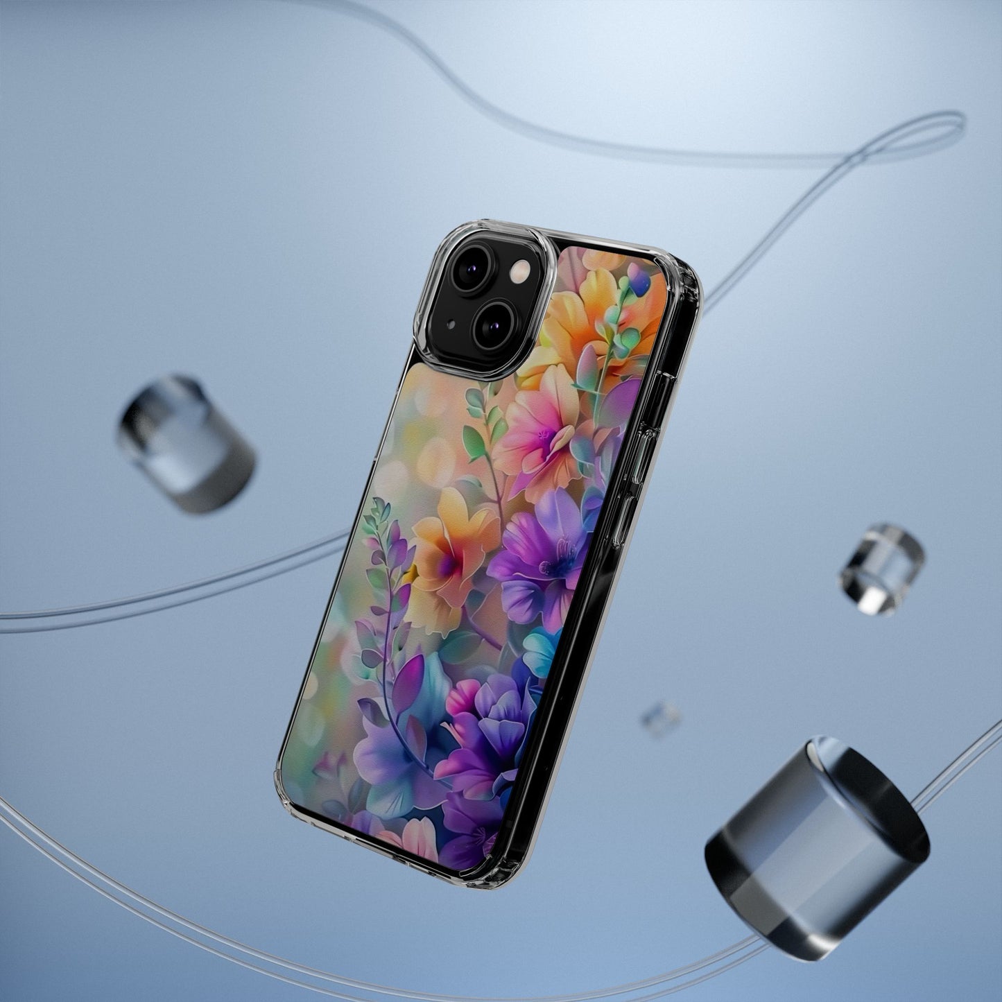 Floral Clear Phone Case -  Colorful Spring Design