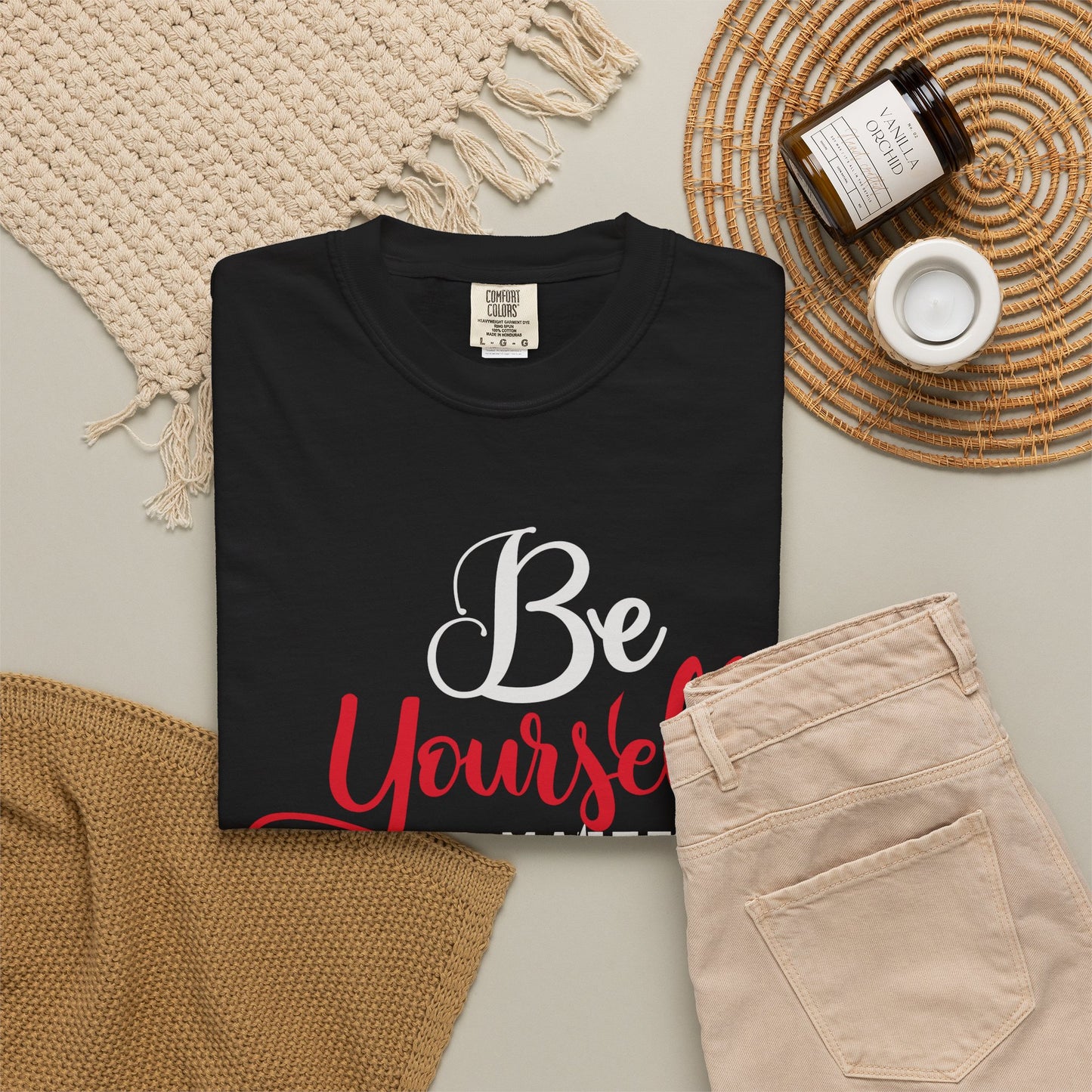 Be Yourself Unisex Garment-Dyed T-Shirt - Motivational Quote Tee