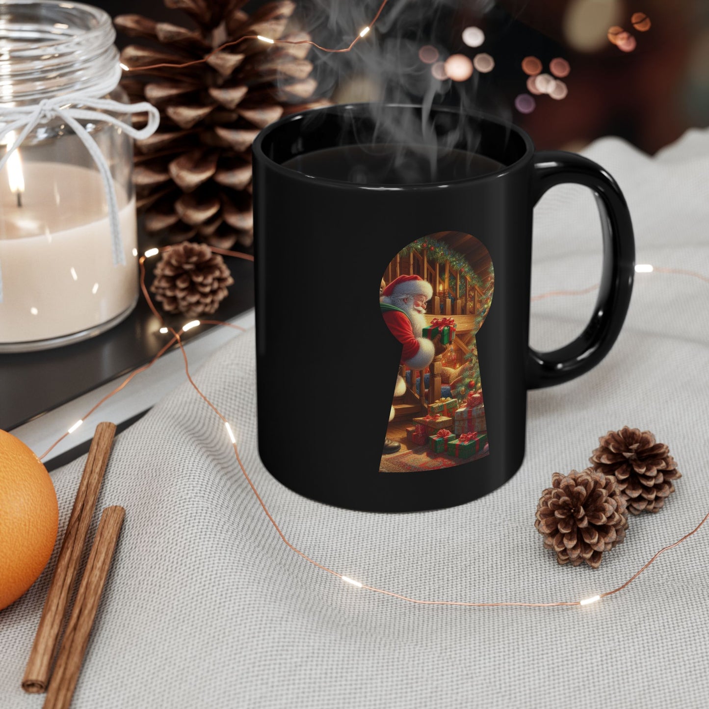 Christmas Secret Santa Black Mug - 11oz, 15oz