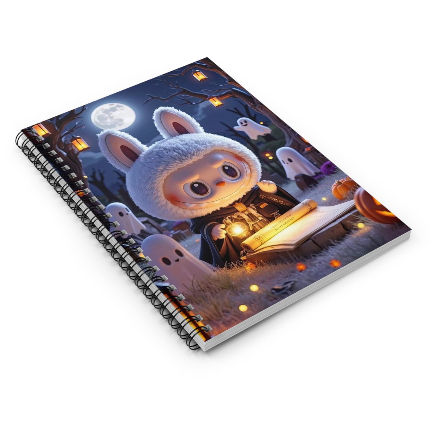 The Monsters Halloween Spiral Notebook 6” x 8” – Cute Ghosts Design, Writing Diary, Sketchbook, Back to School Supplies
