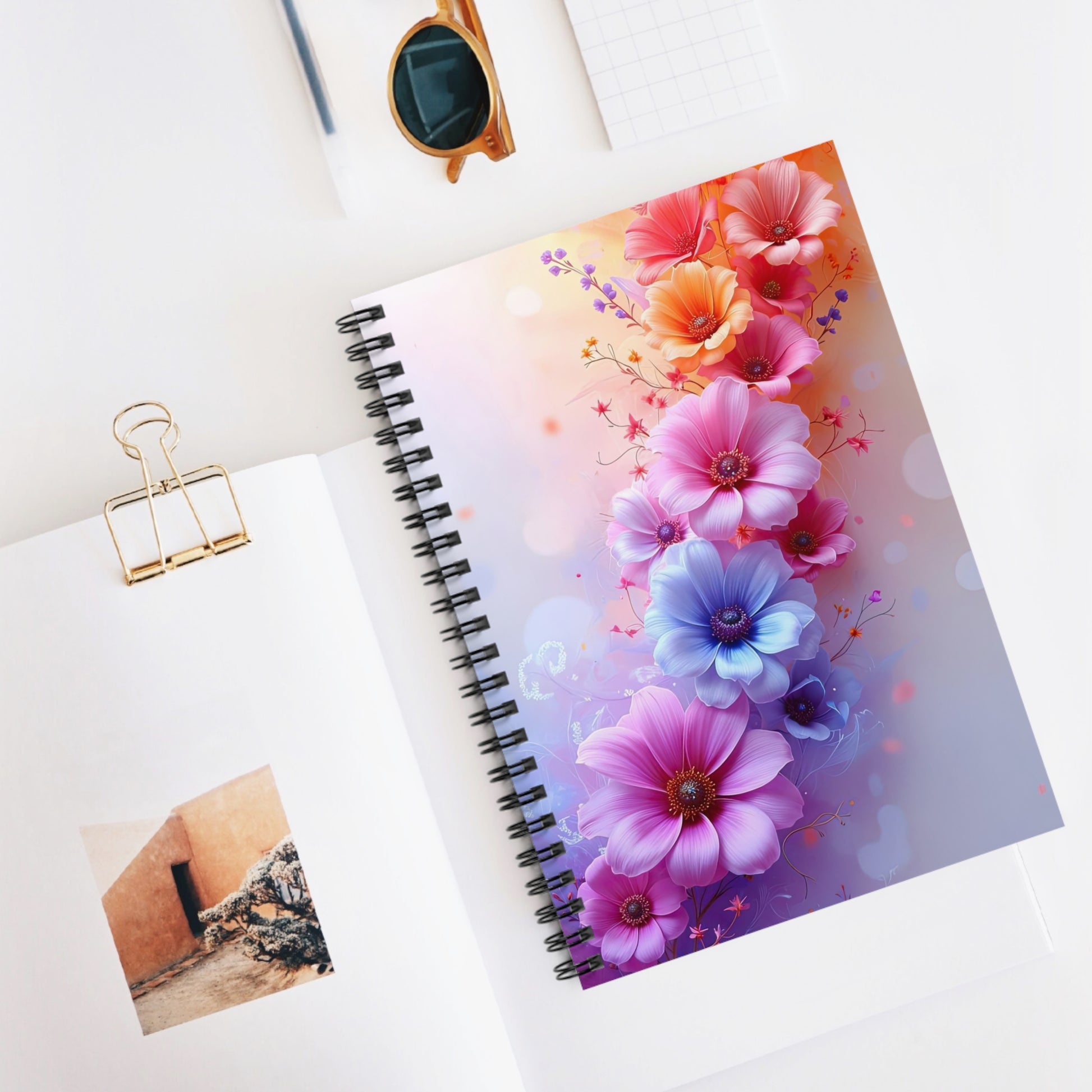 Floral Spiral Notebook 6" x 8" – Cute Ruled Journal for Back to School, Office & Everyday Use