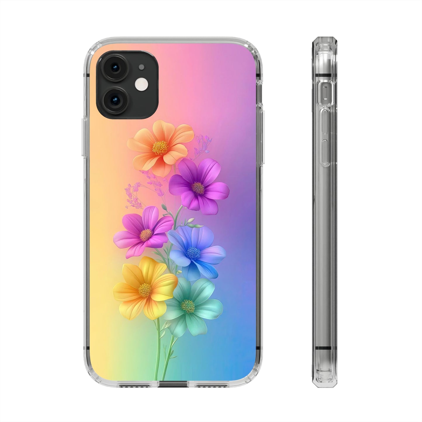 Floral Clear Phone Case – Colorful Flower Design