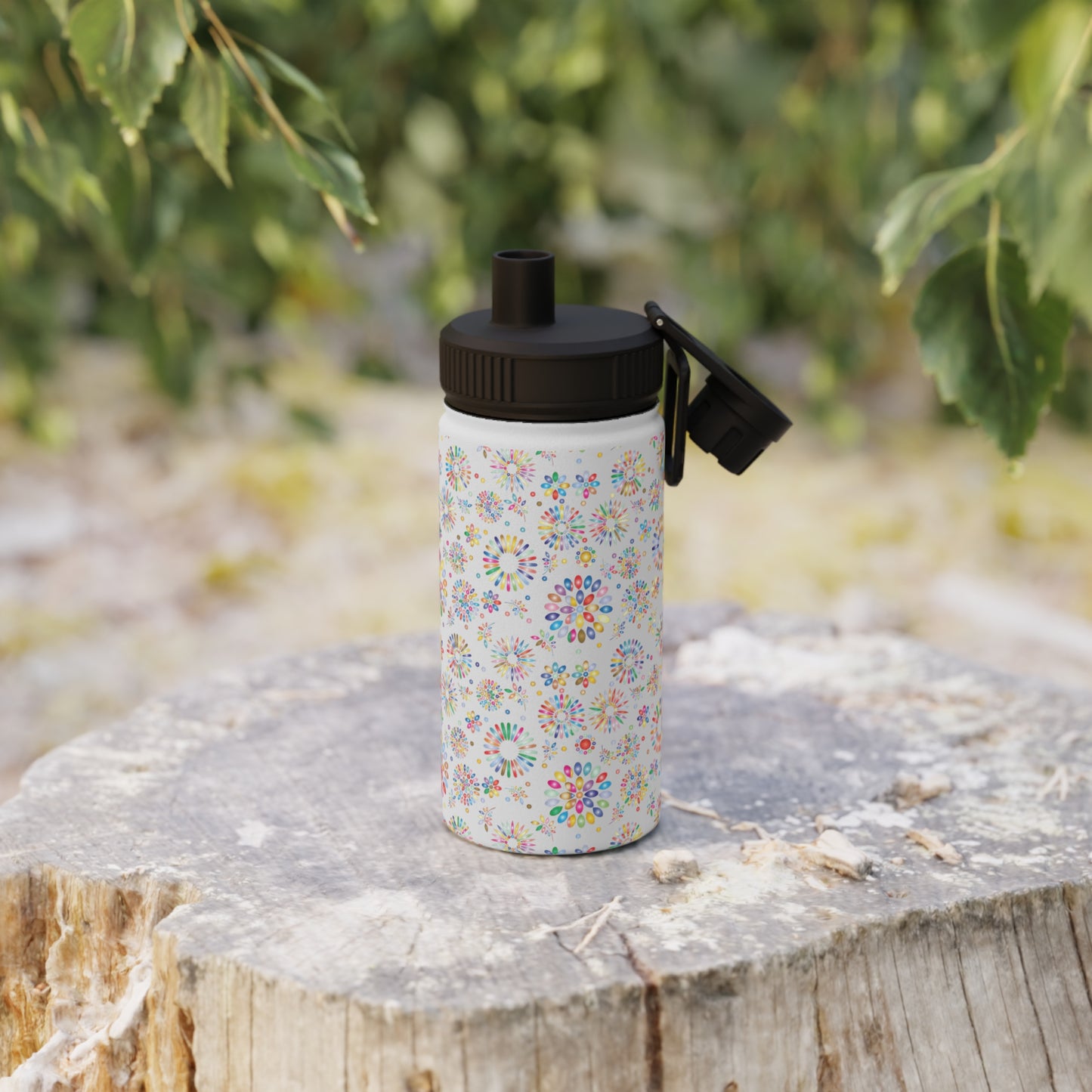 Vibrant Vibes Stainless Steel Water Bottle, Sports Lid