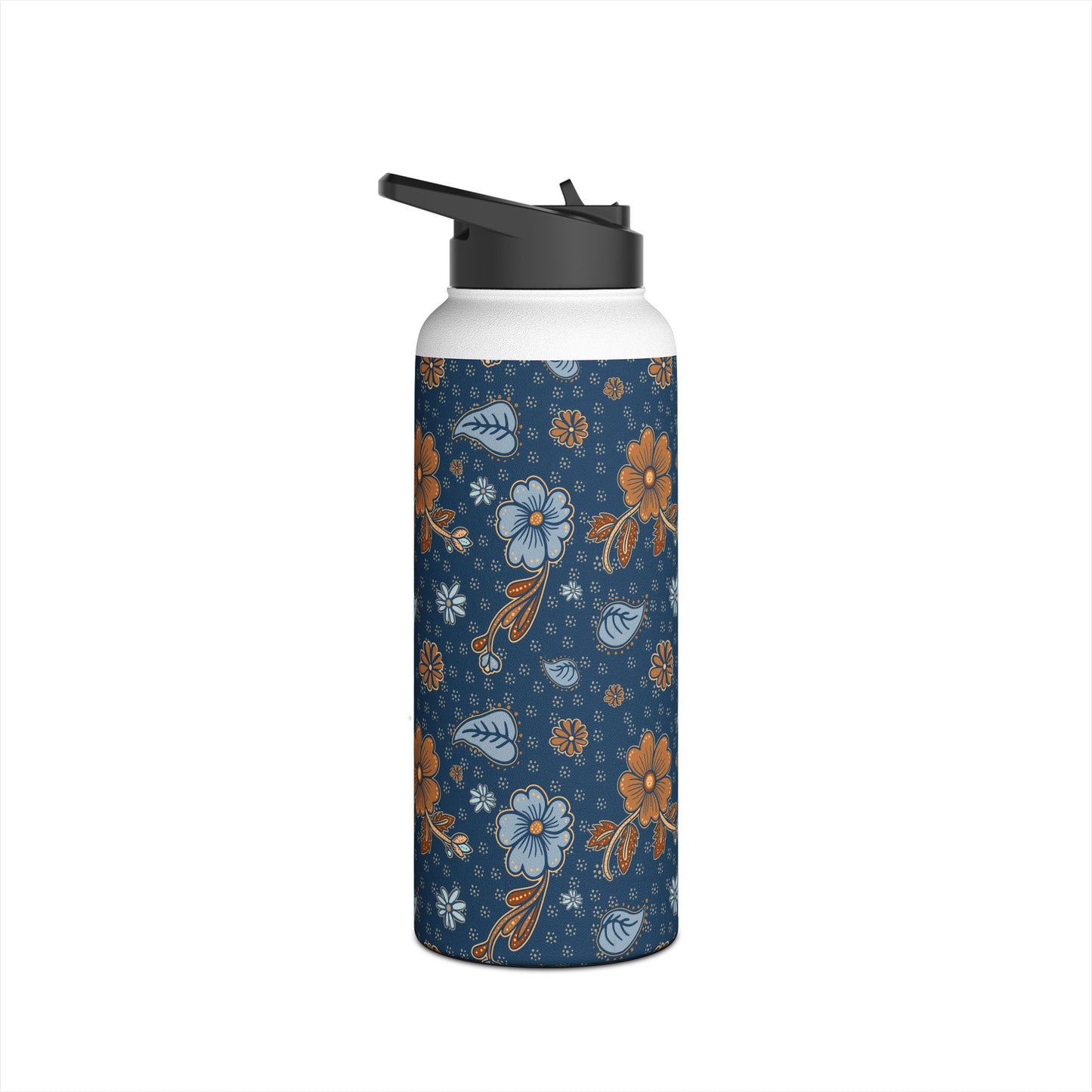 Timeless Elegance Stainless Steel Water Bottle, Standard Lid / Dark Blue