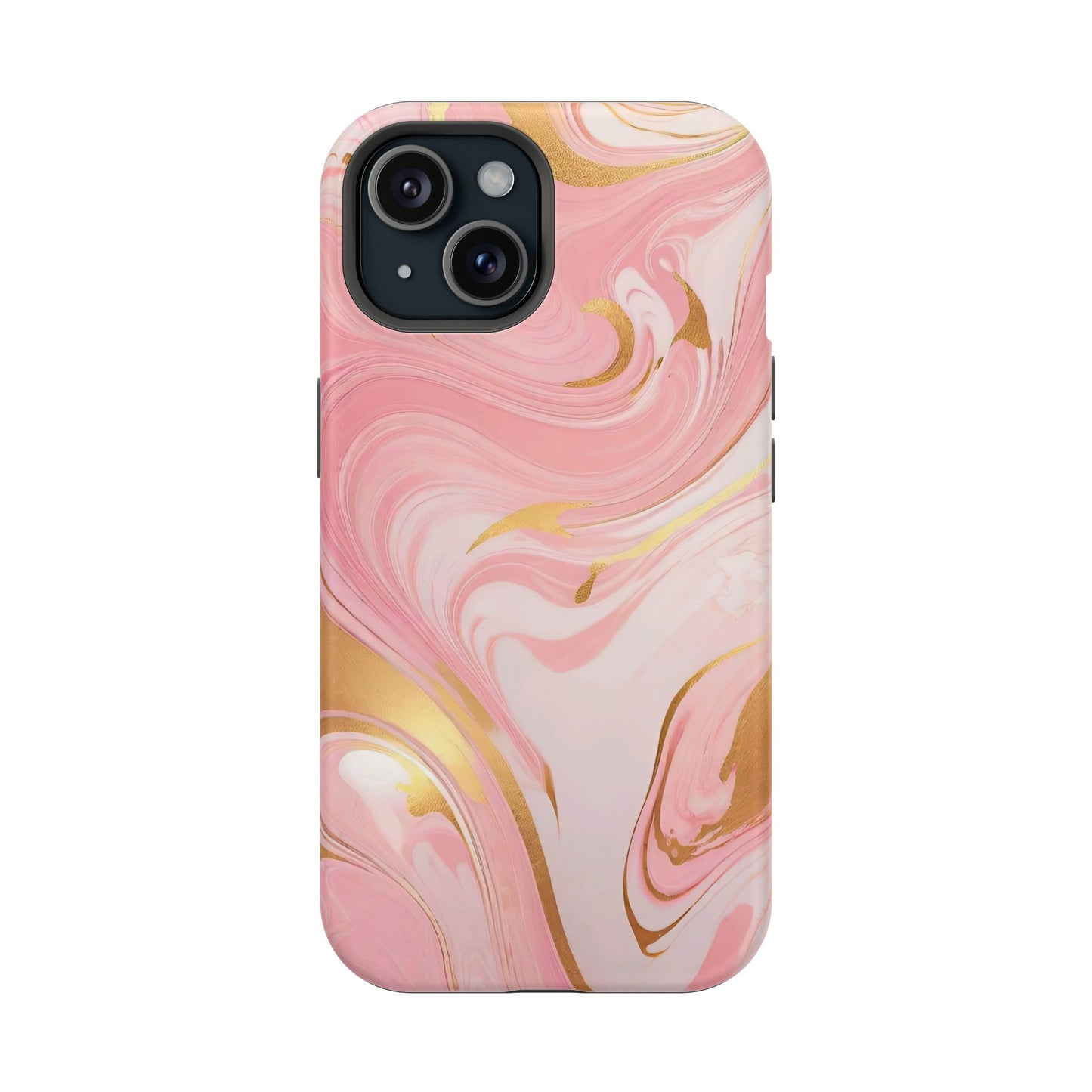 Stylish Magnetic Phone Case, Pink Marble Protective Cover