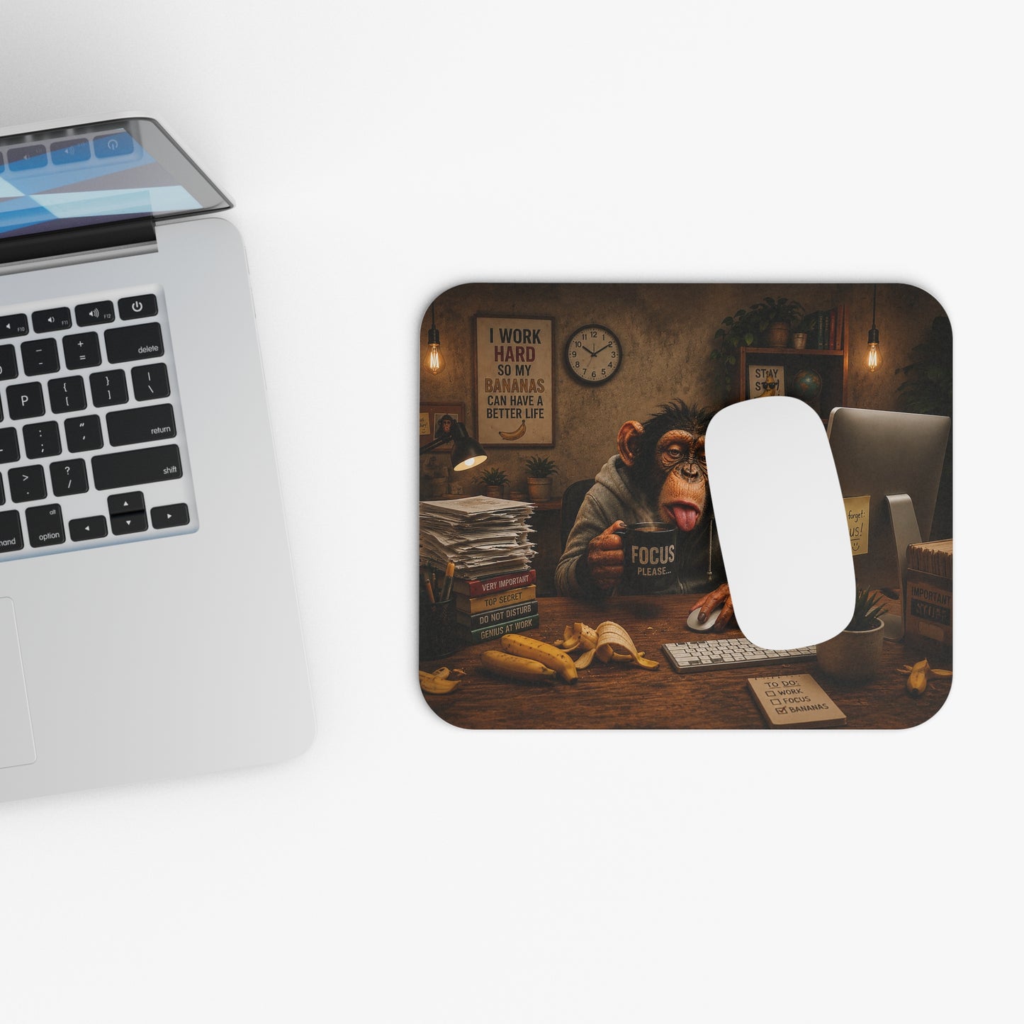 'Focus Please' Office Humor - Funny Monkey Mouse Pad