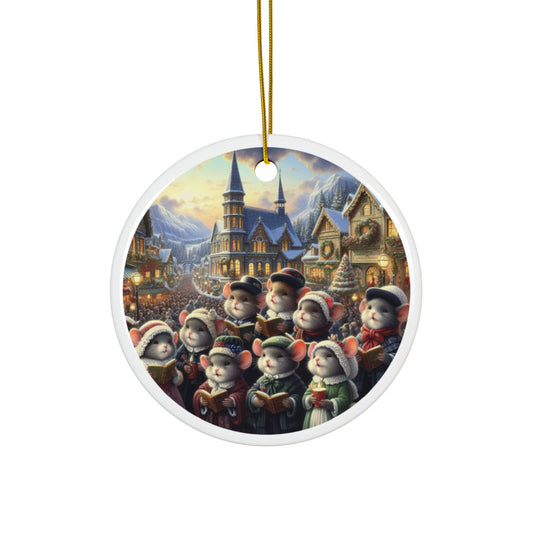 Yuletide Mouse Melodies Christmas Ceramic Ornaments (1pcs, 3pcs, 5pcs, 10pcs) 2-Side Print