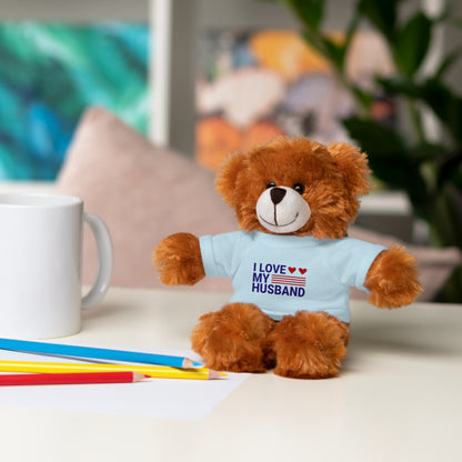 Stuffed Animal with "I love my husband" Tee, Gift for husband