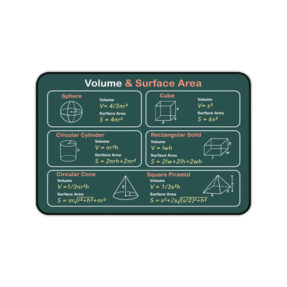 Volume & Surface Area Educational Desk Mat — Math Study Mouse Pad