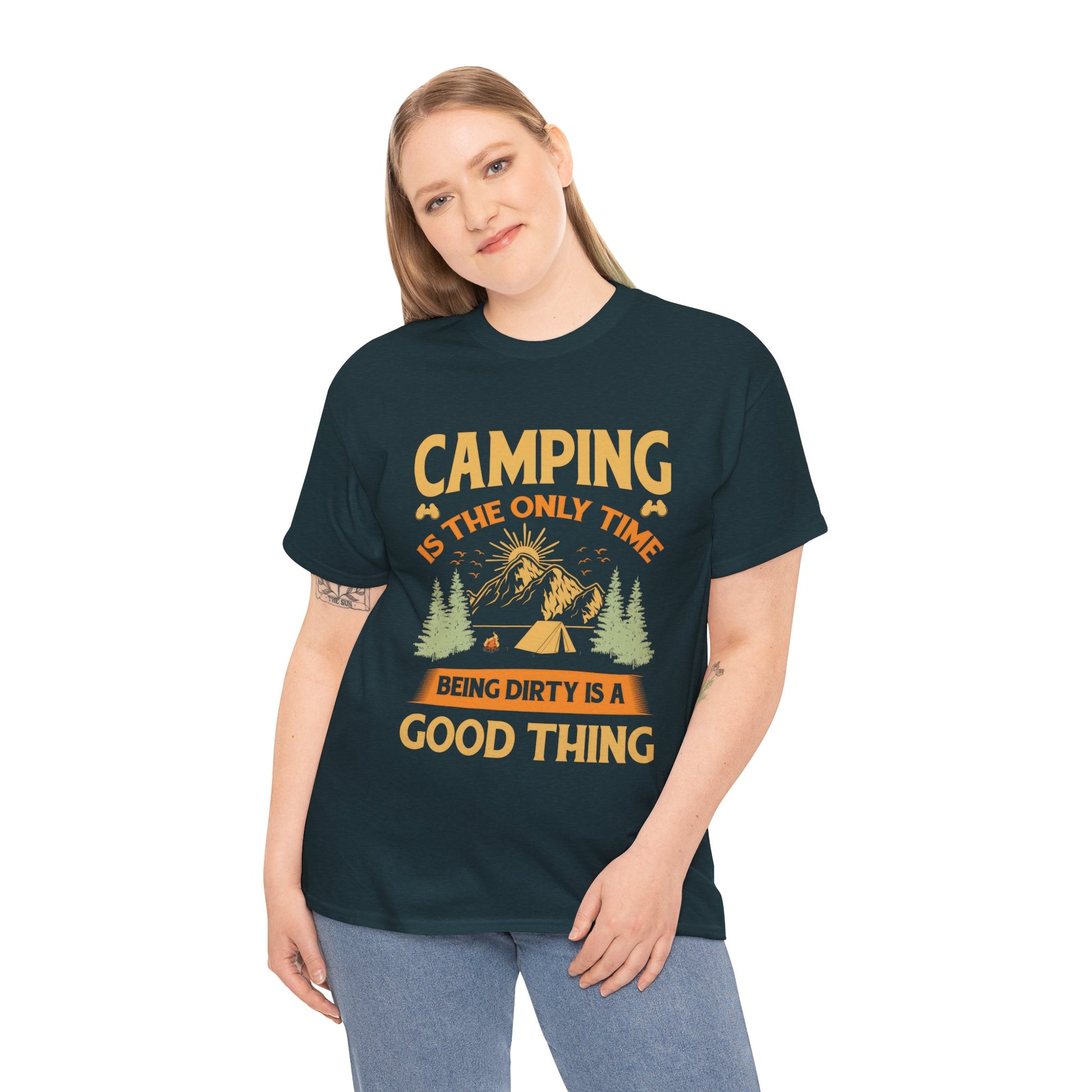 Camping Vibes Unisex Heavy Cotton Tee - "Being Dirty is a Good Thing"
