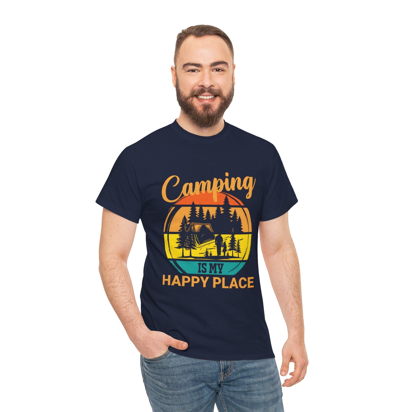 Camping Is My Happy Place Unisex Heavy Cotton Tee
