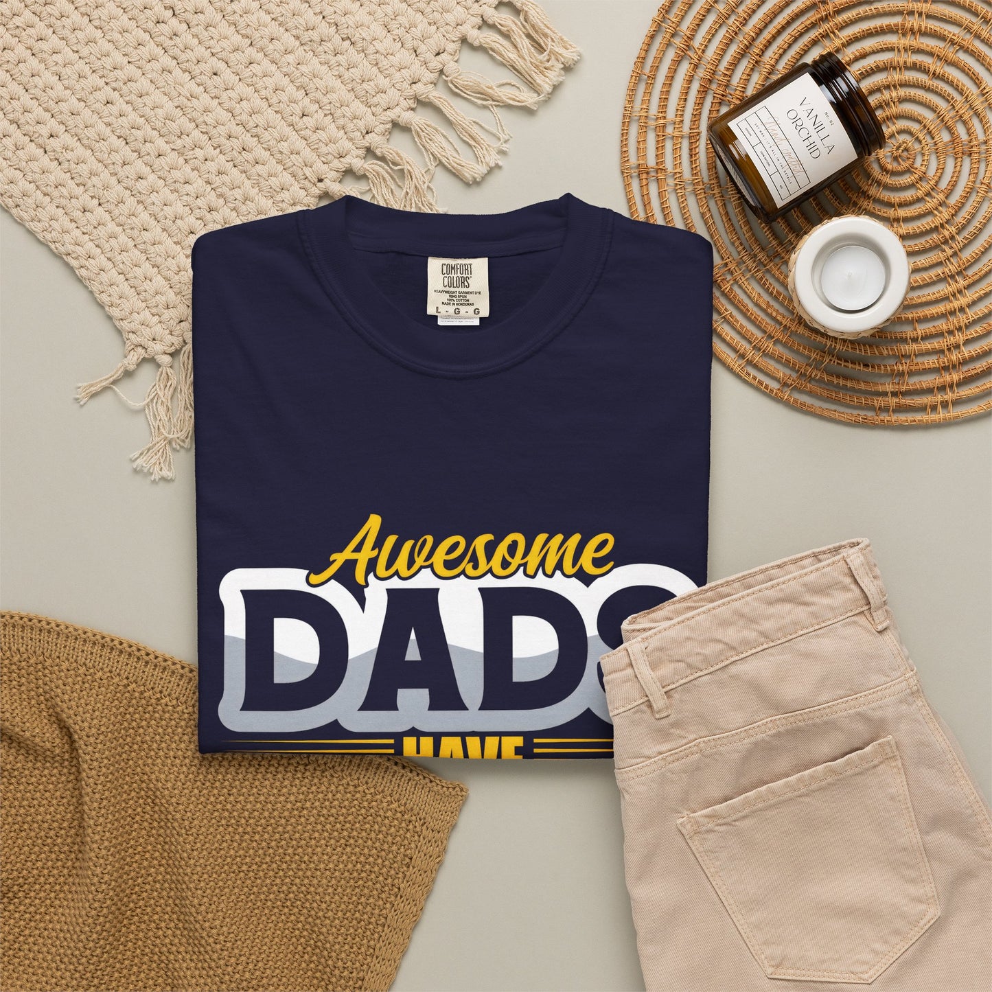 Awesome Dads T-Shirt - Unisex Garment-Dyed Tee