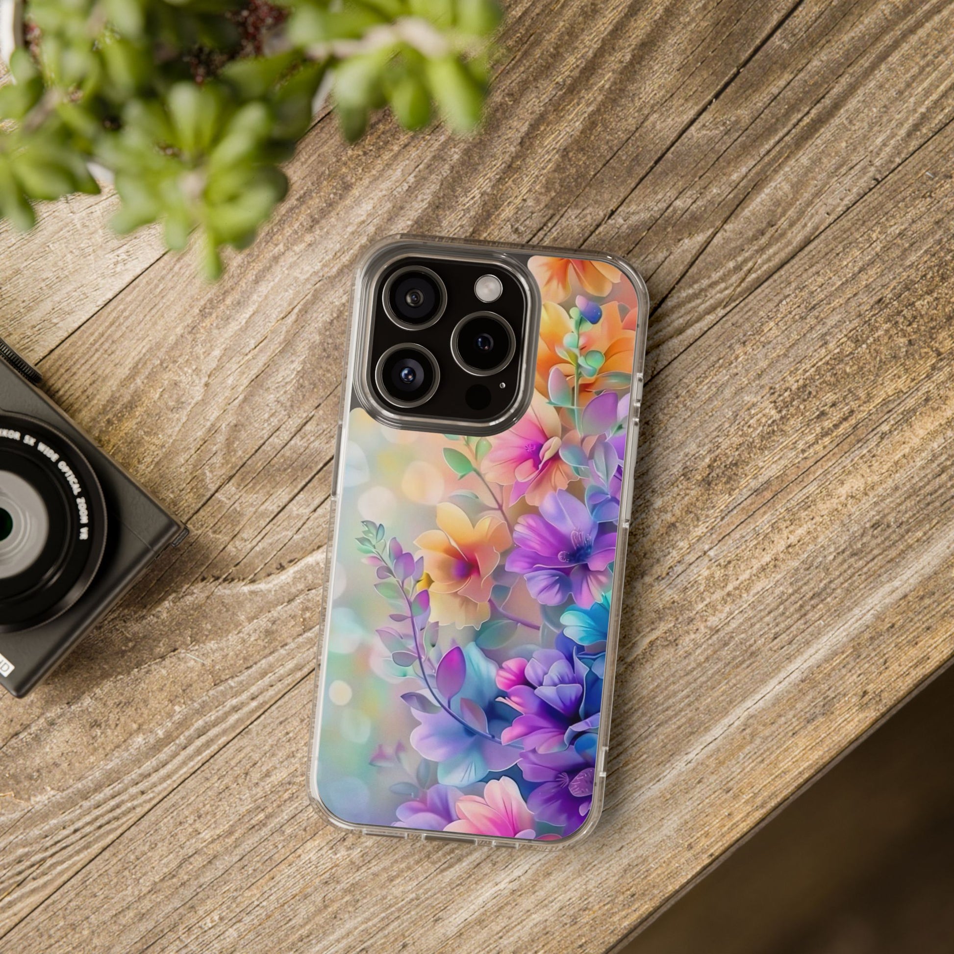 Floral Clear Phone Case -  Colorful Spring Design