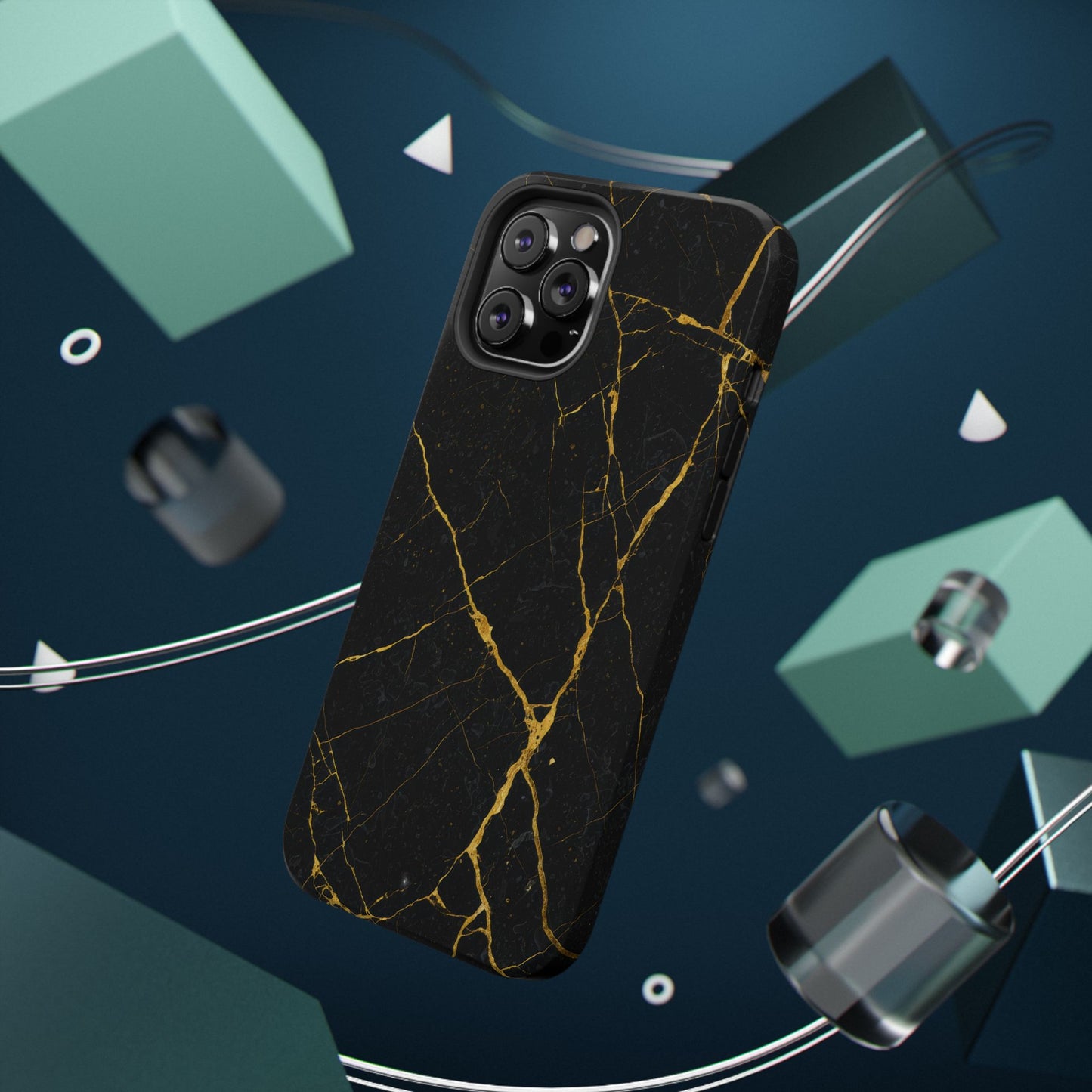 Luxury Black Marble Impact-Resistant iPhone