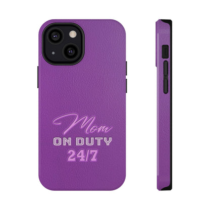 Mom On Duty Impact-Resistant Case, Purple Case for Mothers