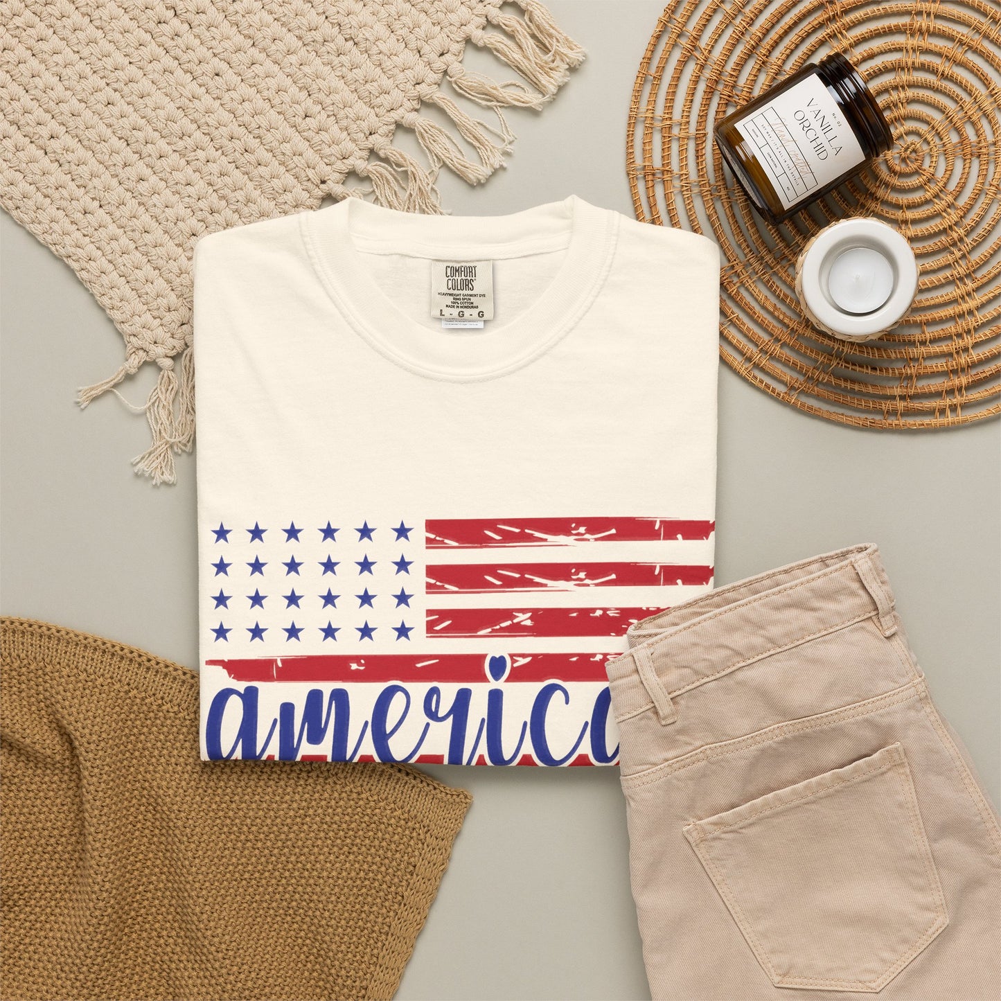 American Mom Garment-Dyed T-Shirt - Patriotic Tee for Moms