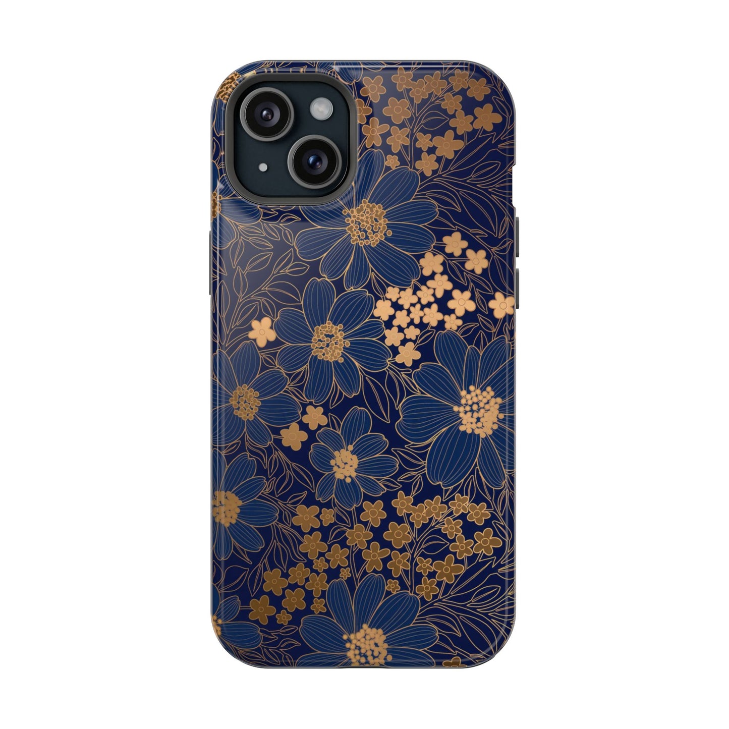 Luxury Serial Magnetic Phone Case, Golden Floral