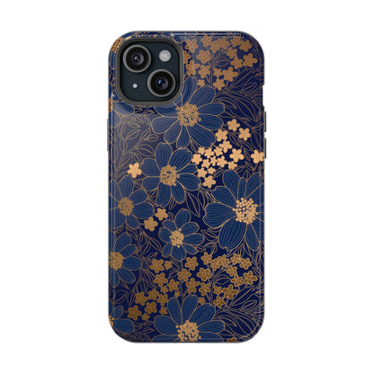 Luxury Serial Magnetic Phone Case, Golden Floral