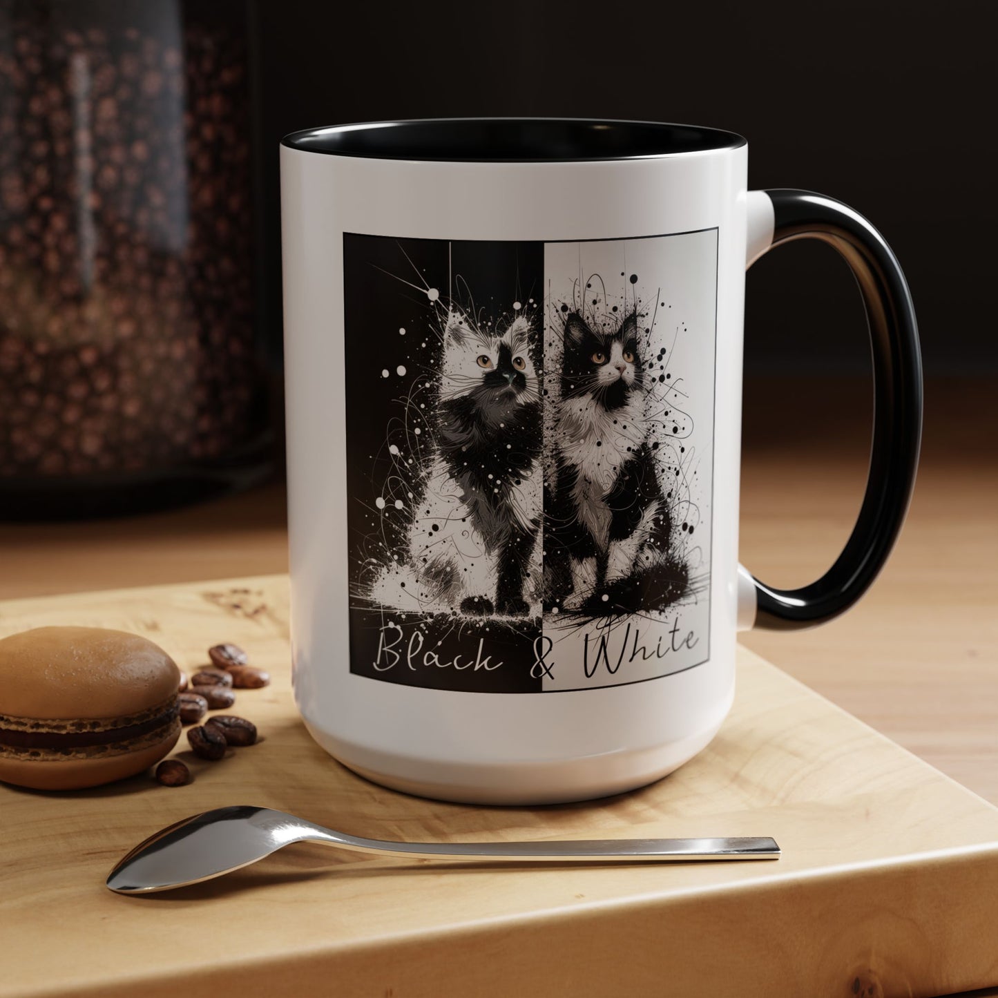 Black & White Cats Accent Coffee Mug (11, 15oz)