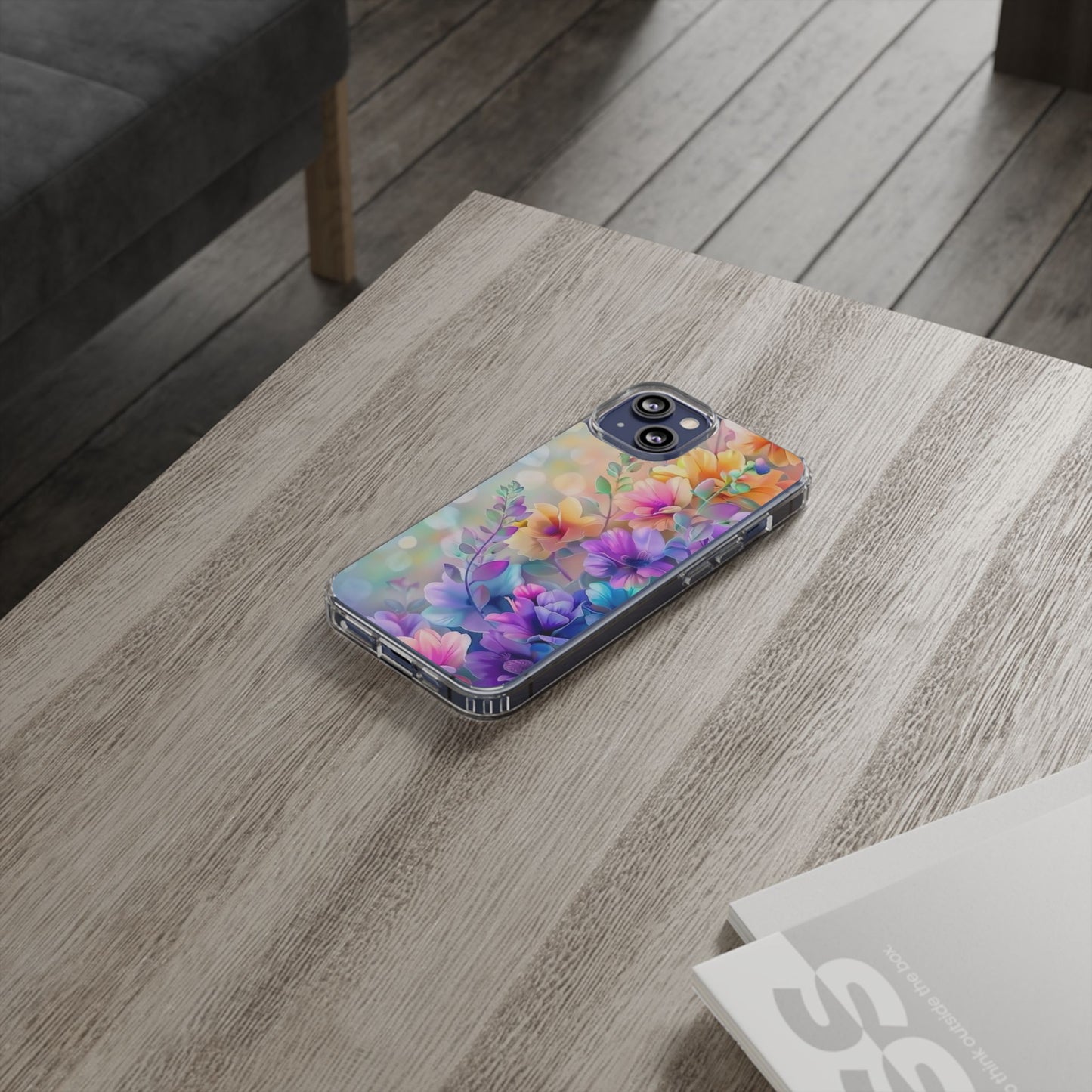Floral Clear Phone Case -  Colorful Spring Design