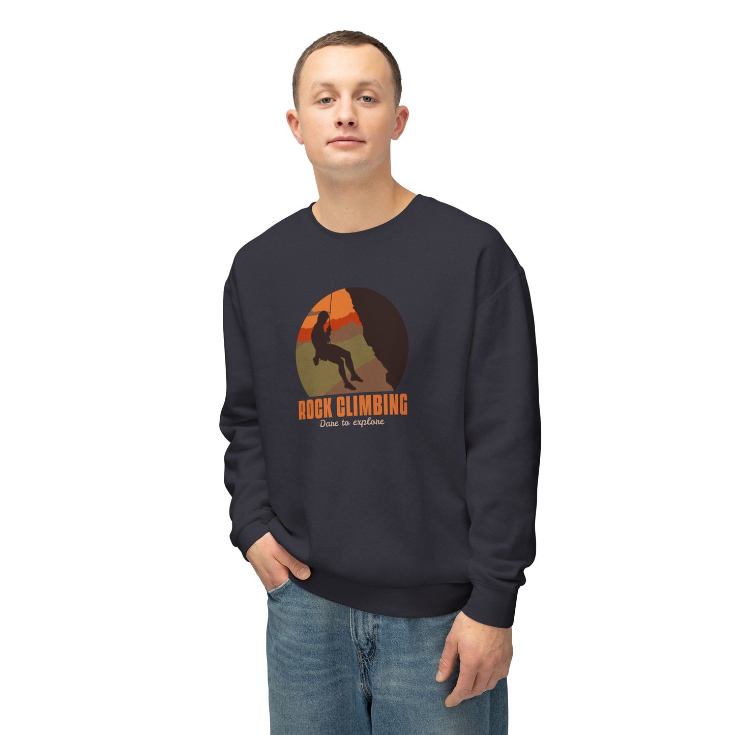 Rock Climbing Dare To Explore Unisex Lightweight Crewneck Sweatshirt