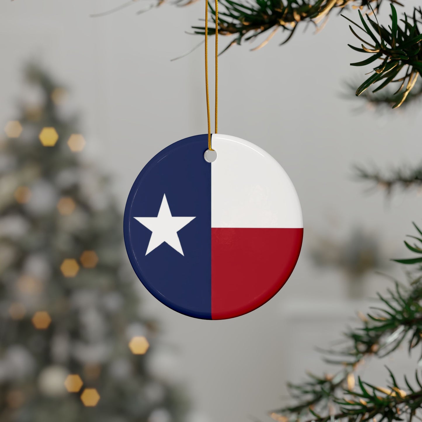 Lone Star Ceramic Ornaments, 2-Side Print, (1pc, 3pcs, 5pcs, 10pcs)