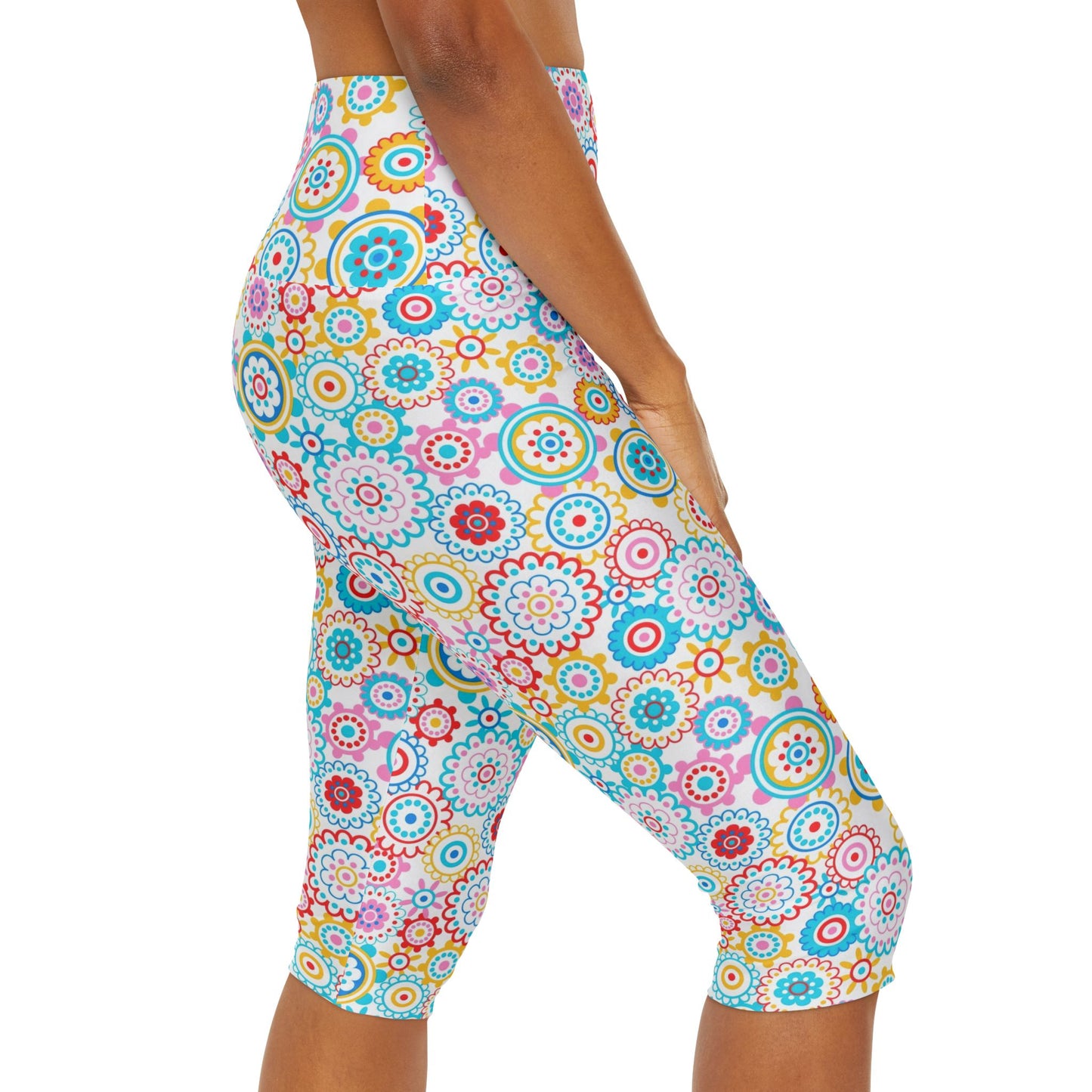 Flower Pop Yoga Capri Leggings (AOP)